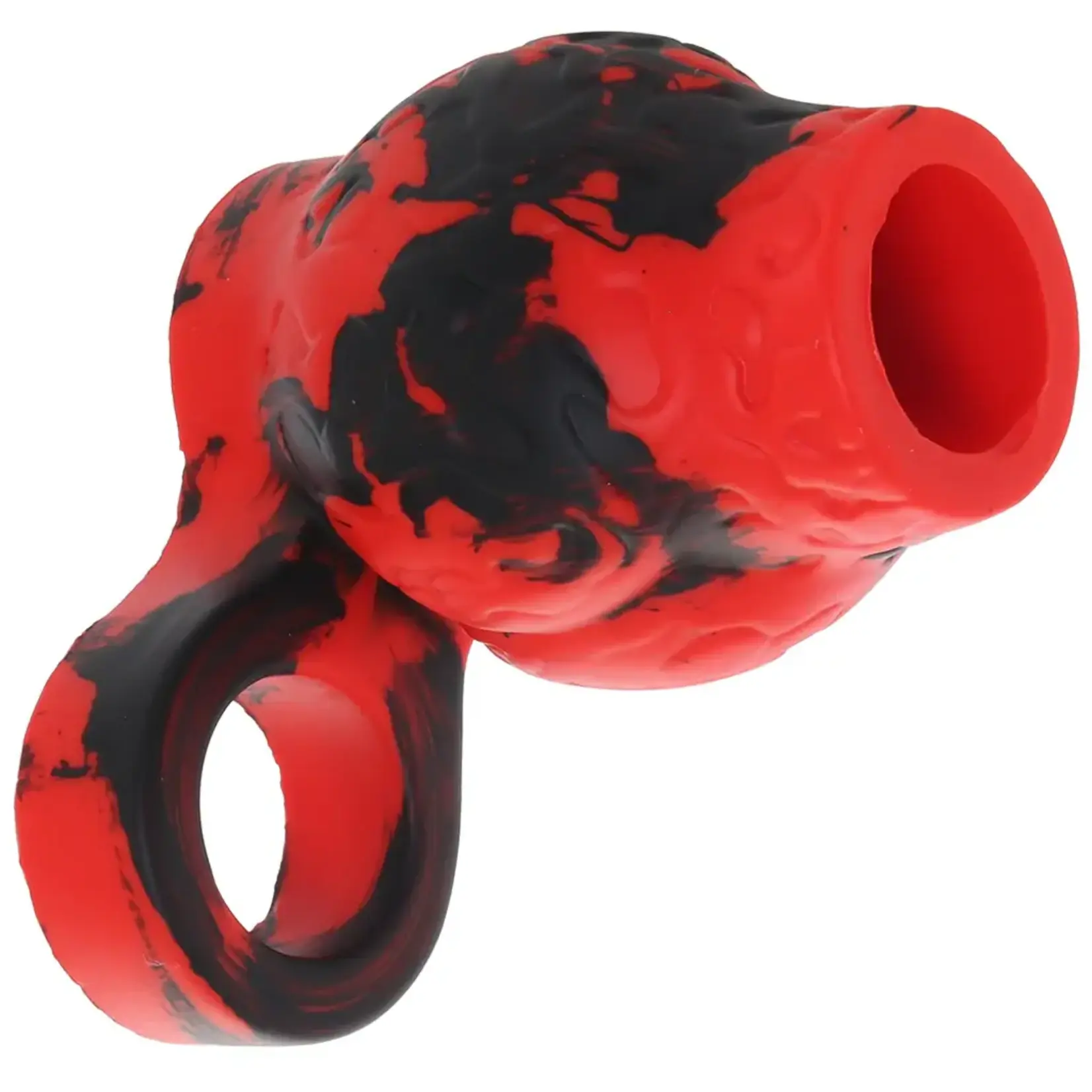XR Brands Creature Cocks Creature Cocks Hell Hound Silicone Penis Sleeve - Red/Black