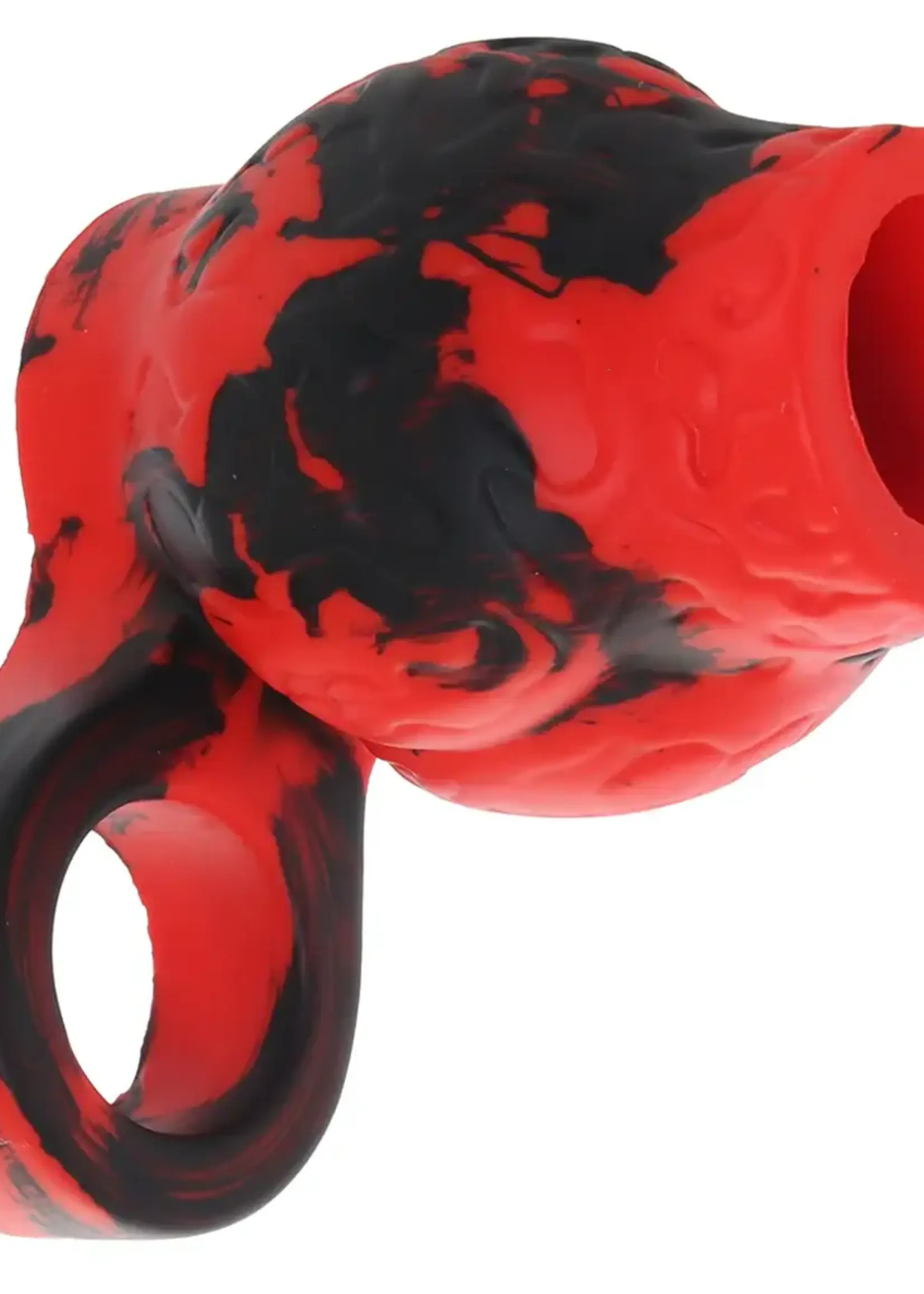 XR Brands Creature Cocks Creature Cocks Hell Hound Silicone Penis Sleeve - Red/Black