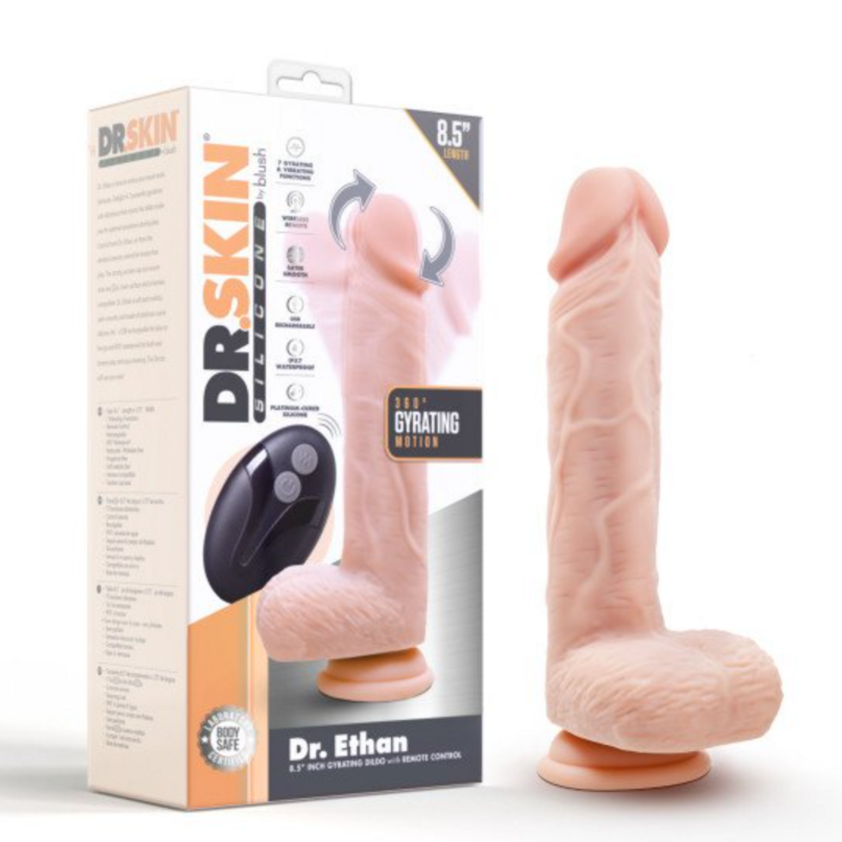 Blush Novelties Blush Dr. Skin Dr Ethan 8.5" Gyrating Dildo - Beige