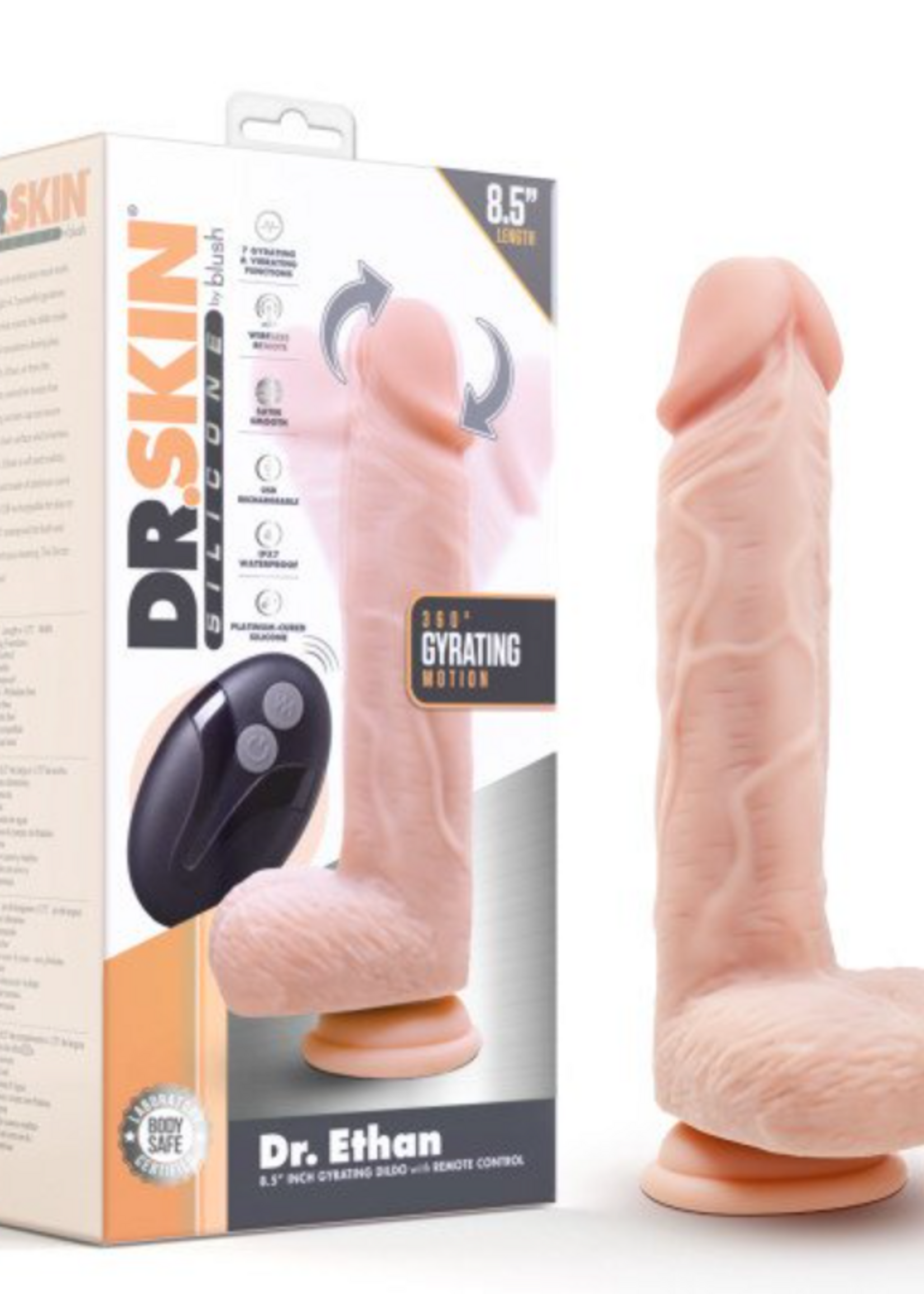 Blush Novelties Blush Dr. Skin Dr Ethan 8.5" Gyrating Dildo - Beige