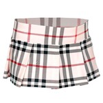Music Legs Plaid Pleated Skirt - Light Brown