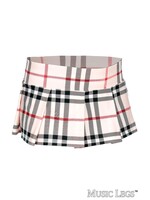 Music Legs Plaid Pleated Skirt - Light Brown