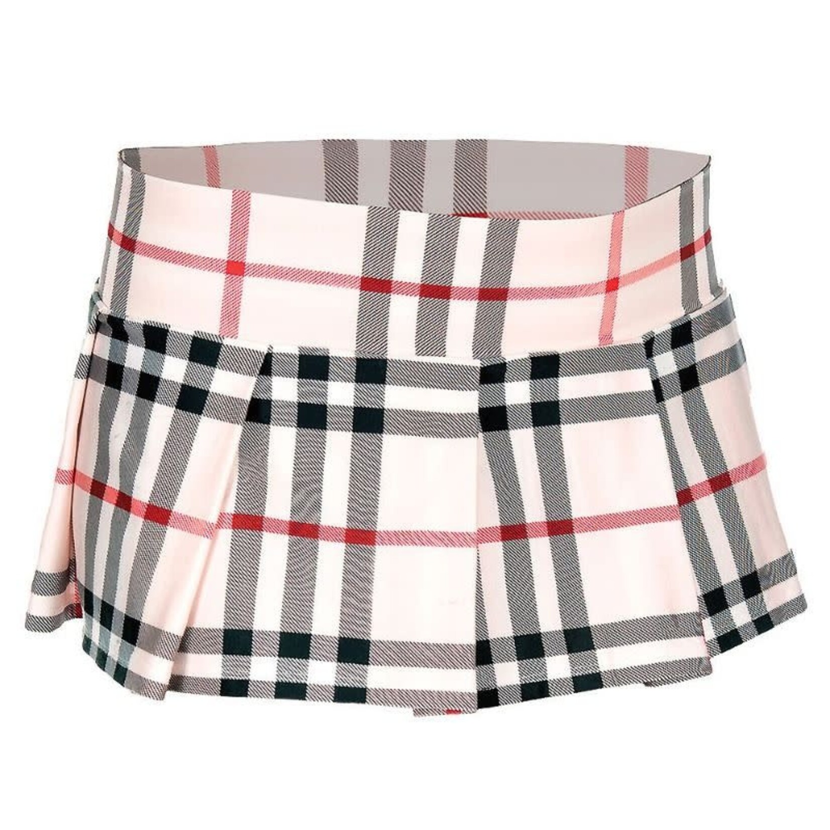 Music Legs Plaid Pleated Skirt - Light Brown