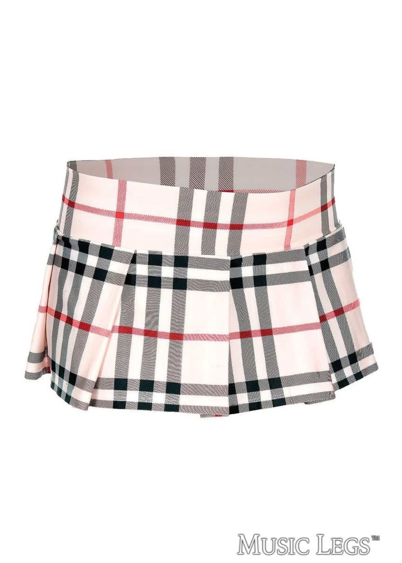 Music Legs Plaid Pleated Skirt - Light Brown