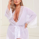 Baci Sheer Chiffon & Lace Robe - Curvy Queen Size