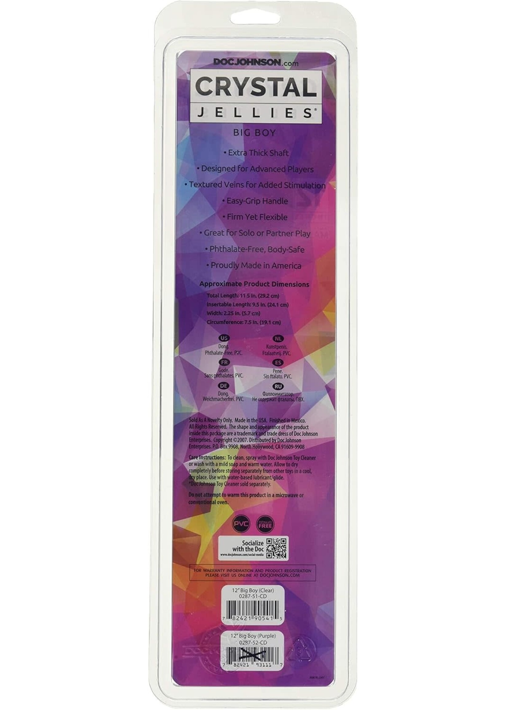 Doc Johnson Crystal Jellies - 12" Big Boy