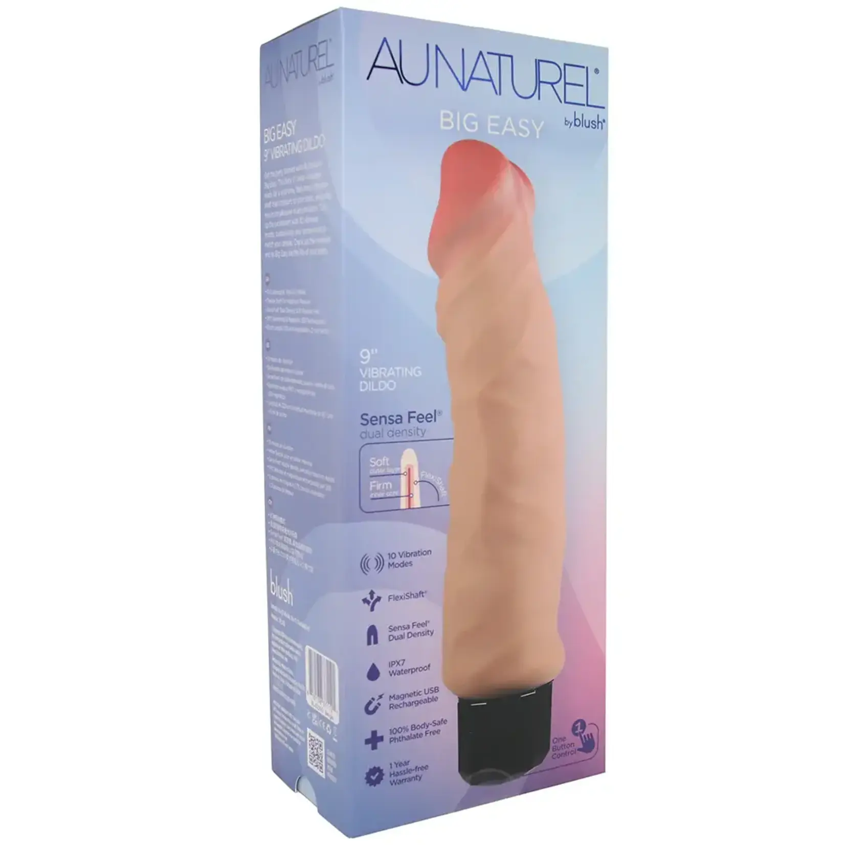 Blush Novelties Au Naturel Big Easy Beige 9" Vibrating Dildo