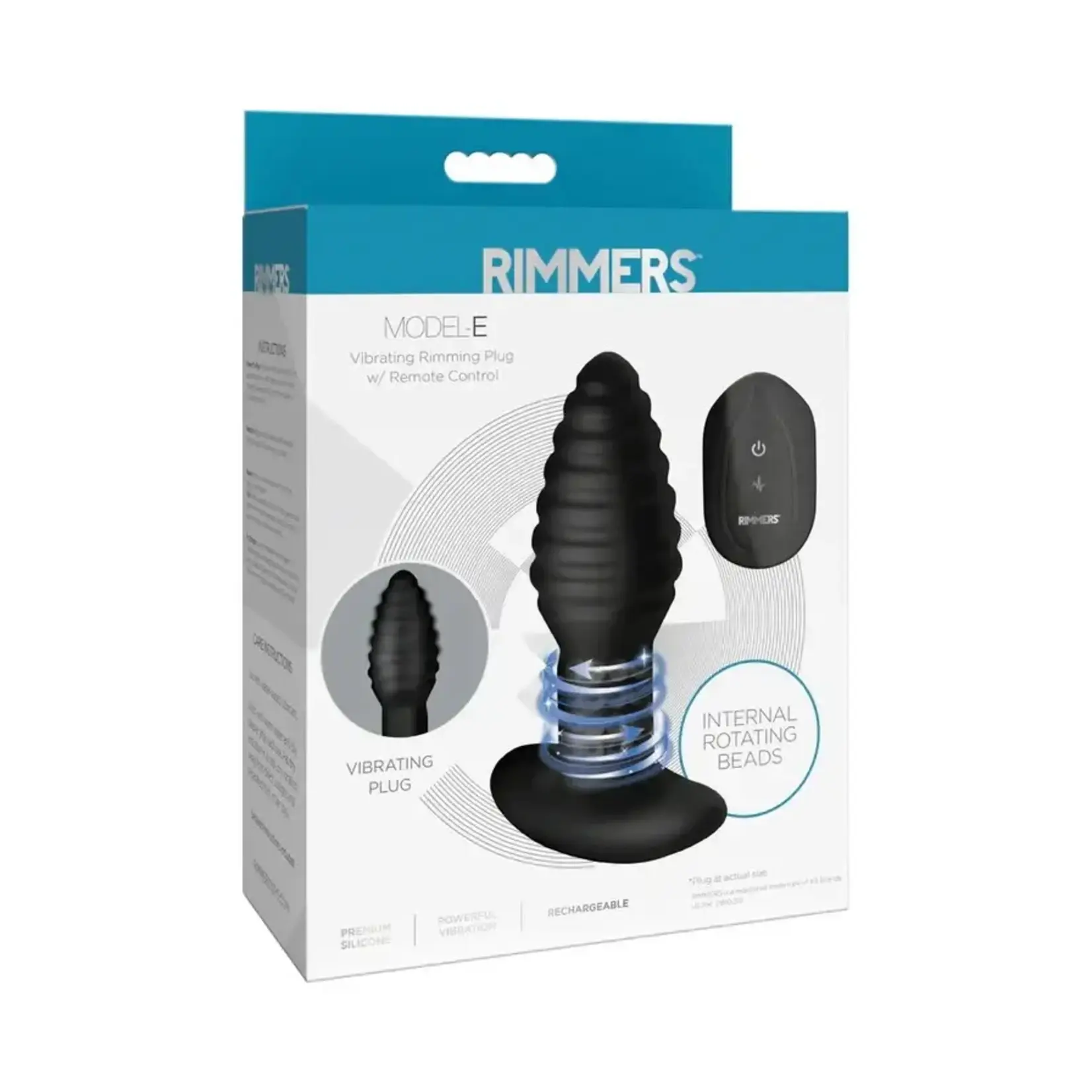 XR Brands Rimmers Rimmers Model-E Vibrating Rechargeable Silicone Rimming Plug with Remote Control - Black