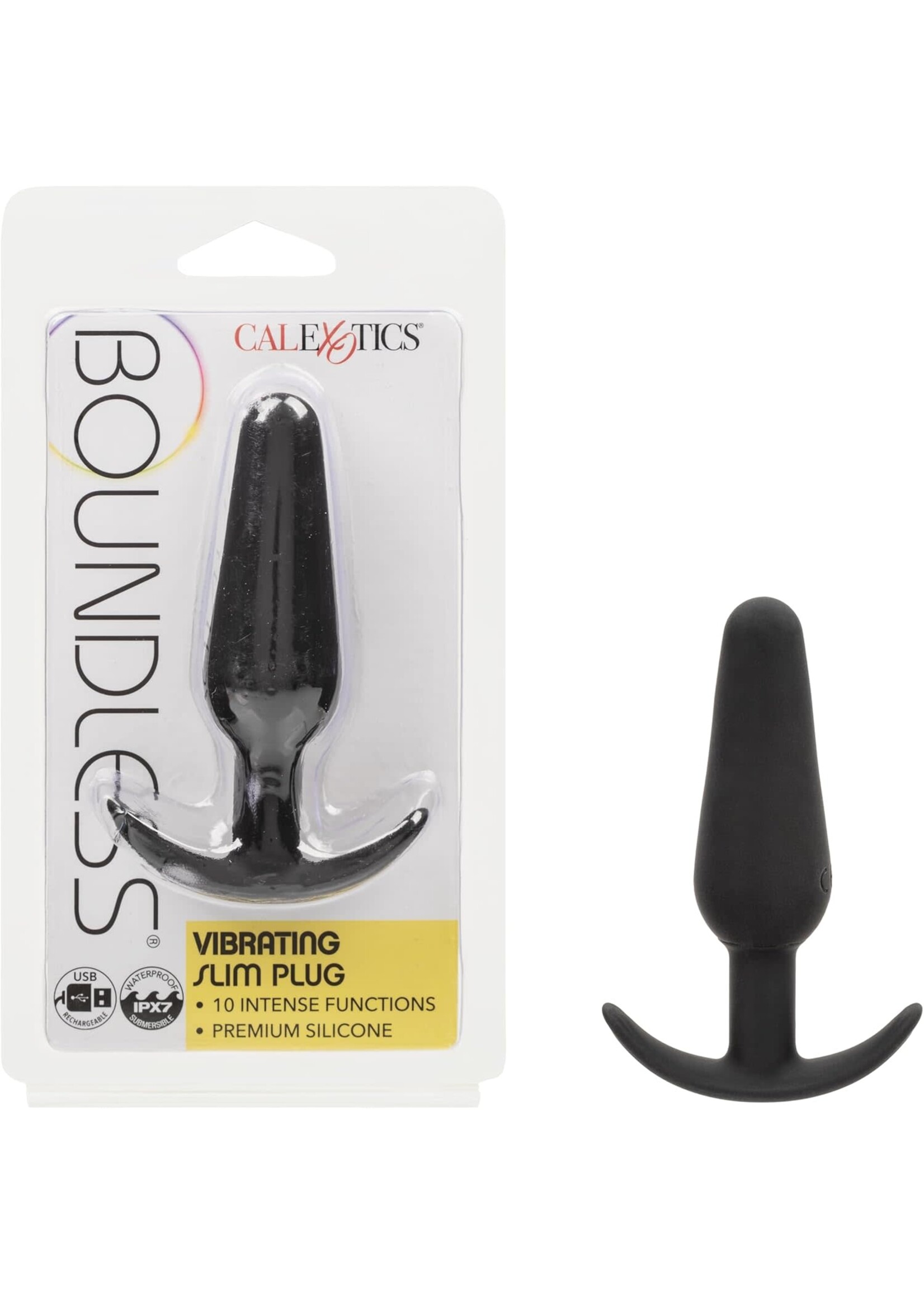 Calexotics Boundless Vibrating Slim Plug Rechargeable Silicone Anal Plug - Black