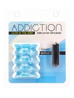 BMS Factory Addiction Silicone Glow in The Dark Masturbation Sleeve - Blue/White