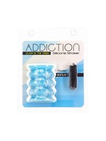 BMS Factory Addiction Silicone Glow in The Dark Masturbation Sleeve - Blue/White