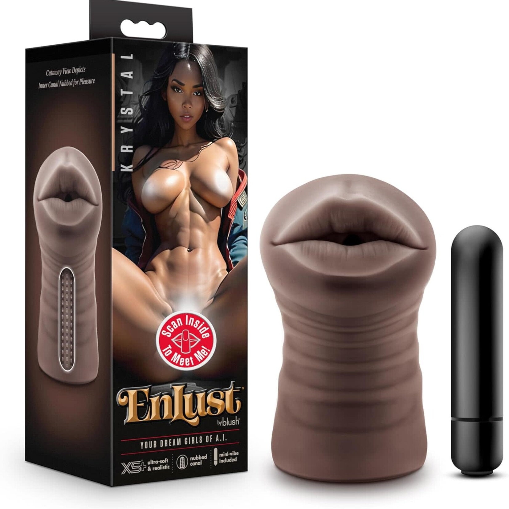 Blush Novelties Enlust - Krystal - Vibrating Stroker - Brown