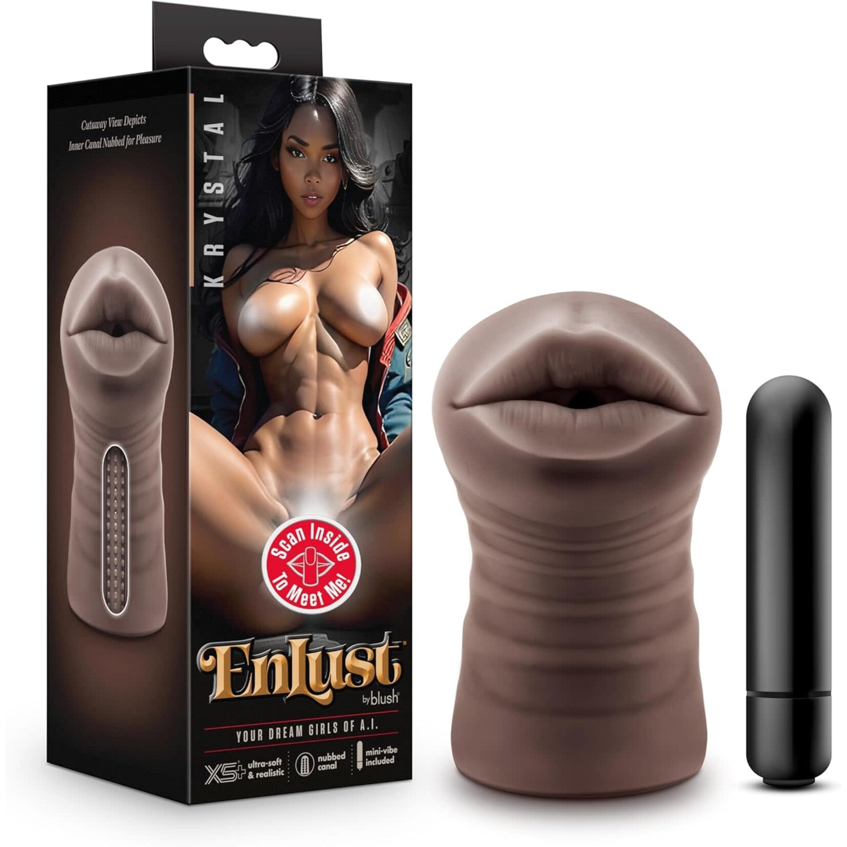 Blush Novelties Enlust - Krystal - Vibrating Stroker - Brown
