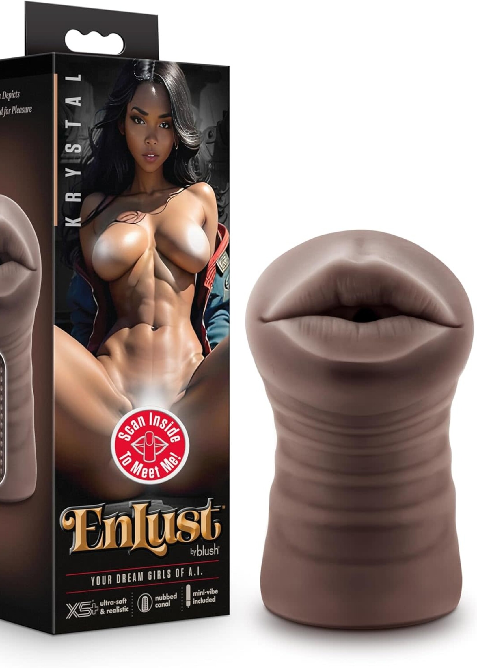 Blush Novelties Enlust - Krystal - Vibrating Stroker - Brown
