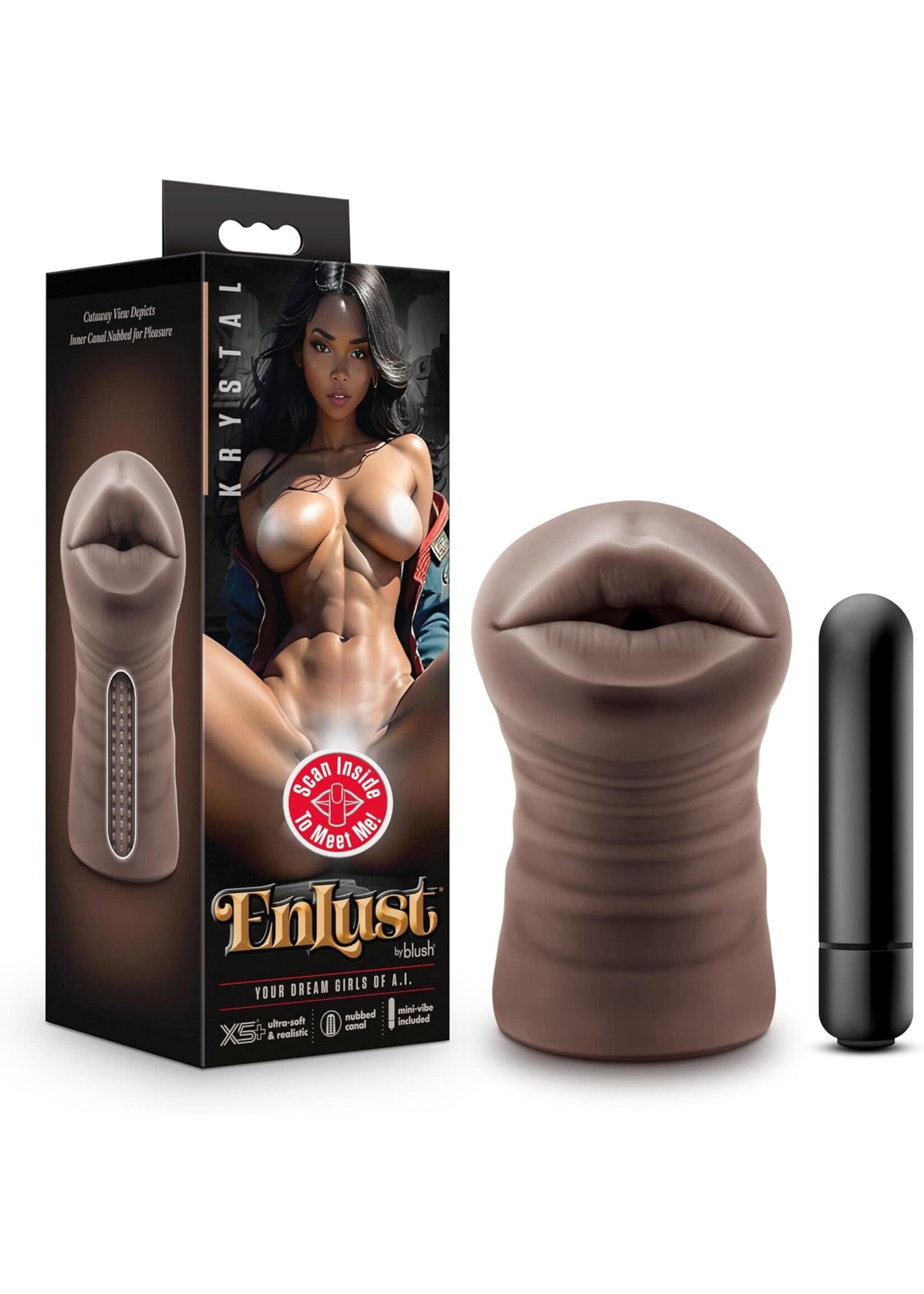 Blush Novelties Enlust - Krystal - Vibrating Stroker - Brown