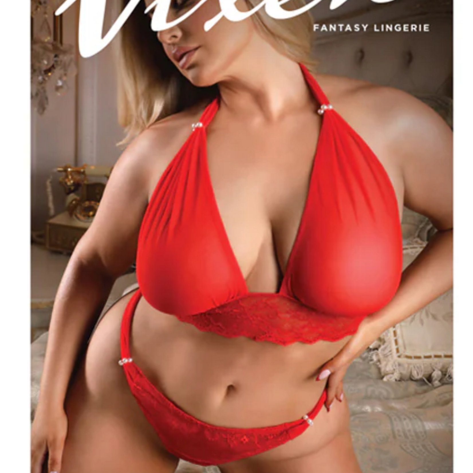 Fantasy Lingerie Take A Chance Bralette & Crotchless Panty Queen Size