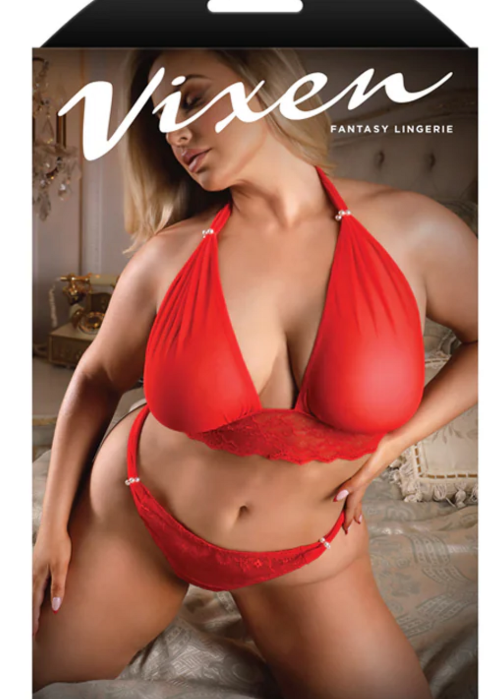 Fantasy Lingerie Take A Chance Bralette & Crotchless Panty Queen Size