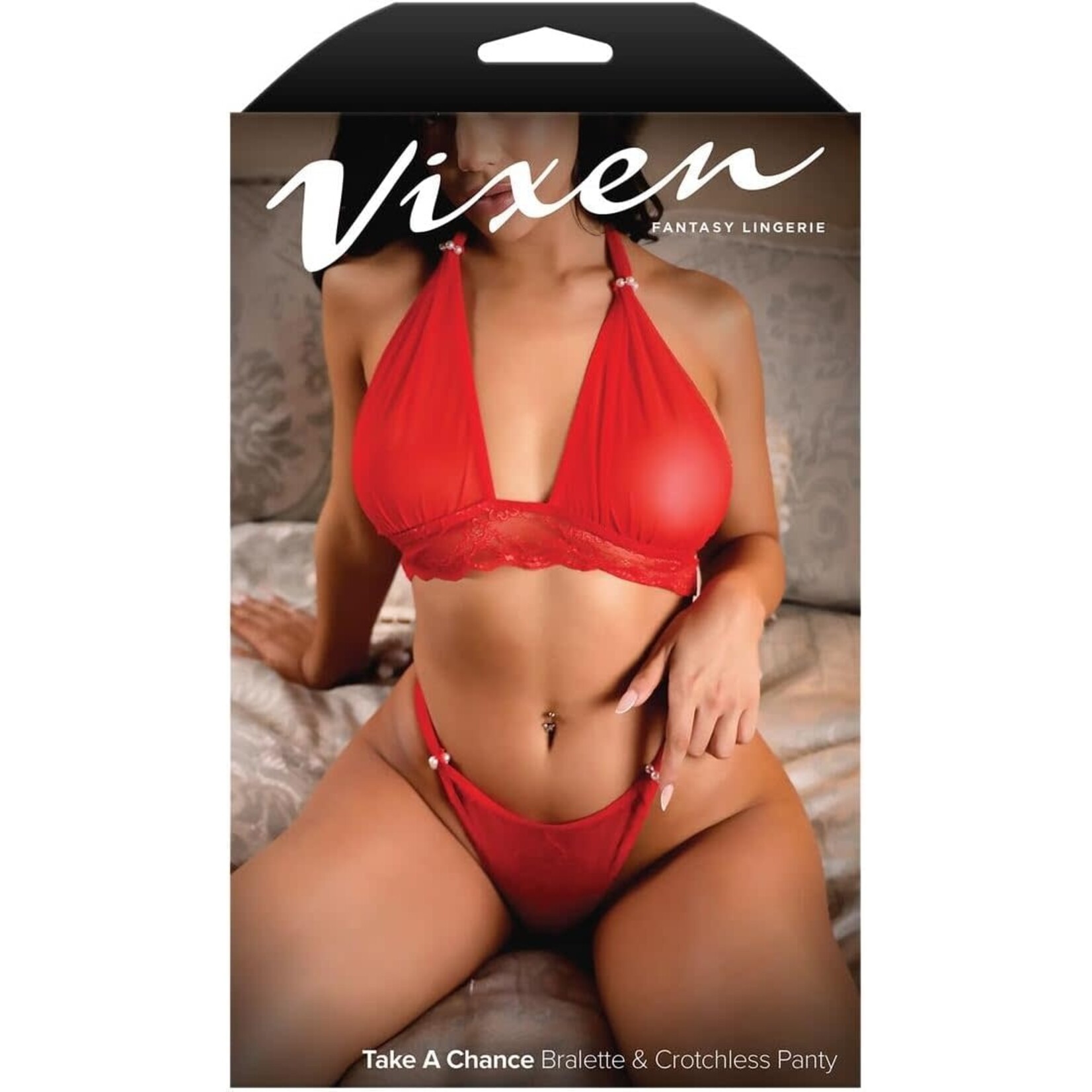 Fantasy Lingerie Take A Chance Bralette & Crotchless Panty One Size
