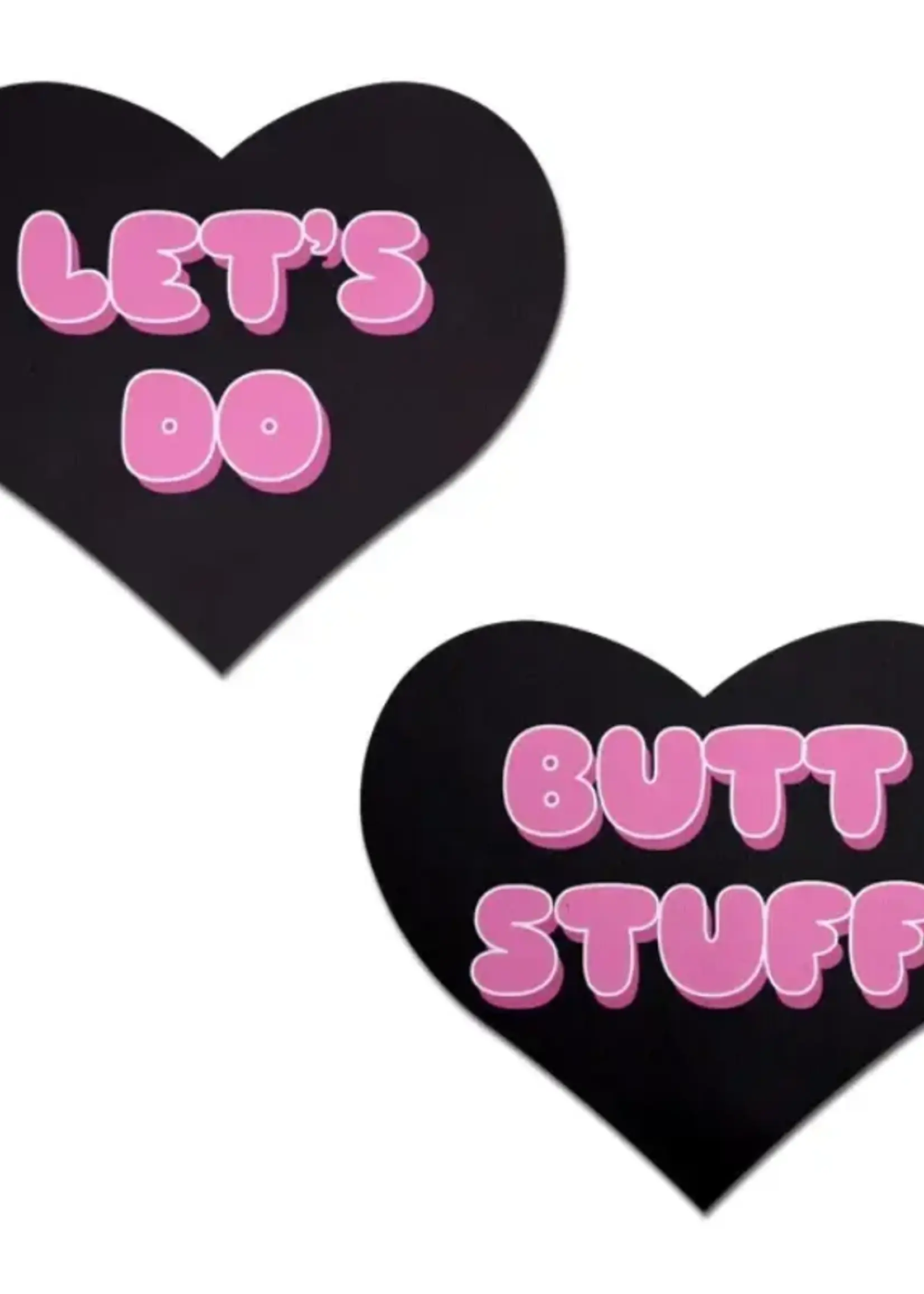 Pastease Pastease Premium Heart Let's Do Butt Stuff - Black/Pink O/S