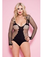 Music Legs Long Sleeve Diamond Net Teddy - Curvy Queen Size