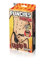 Boyztown Collective Fundies Unzip It Thong With Black Zorro Mask - OS - Black