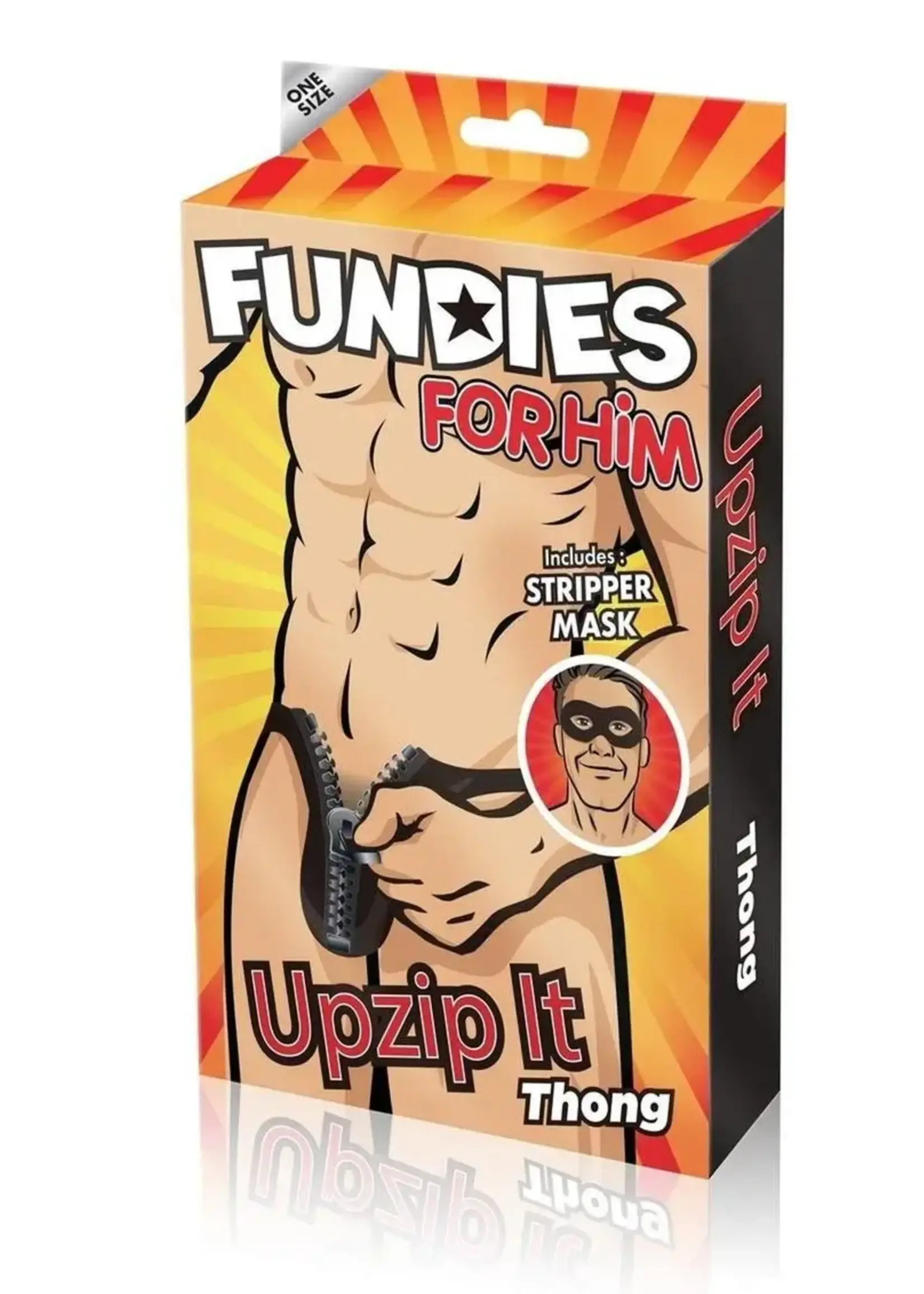 Boyztown Collective Fundies Unzip It Thong With Black Zorro Mask - OS - Black