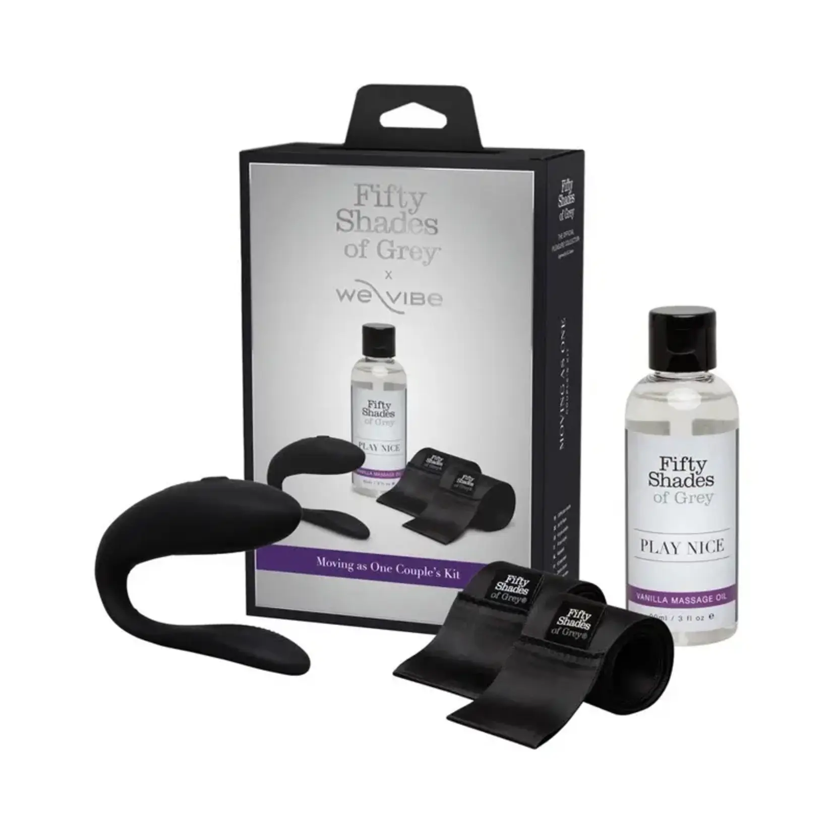 Lovehoney Fifty Shades Fifty Shades of Grey X We-Vibe Moving As One Rechargeable Silicone Couples Kit - Black