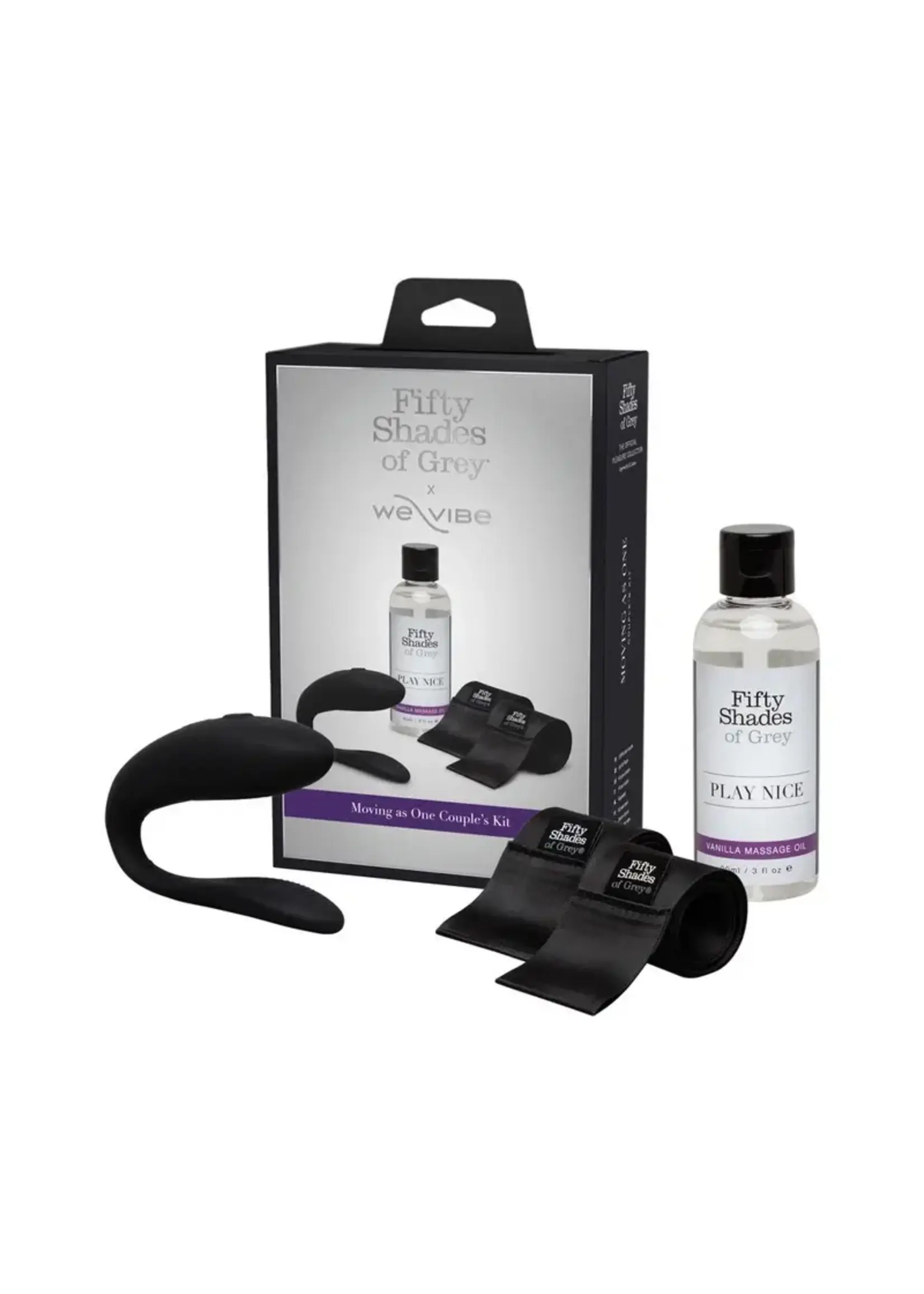 Lovehoney Fifty Shades Fifty Shades of Grey X We-Vibe Moving As One Rechargeable Silicone Couples Kit - Black