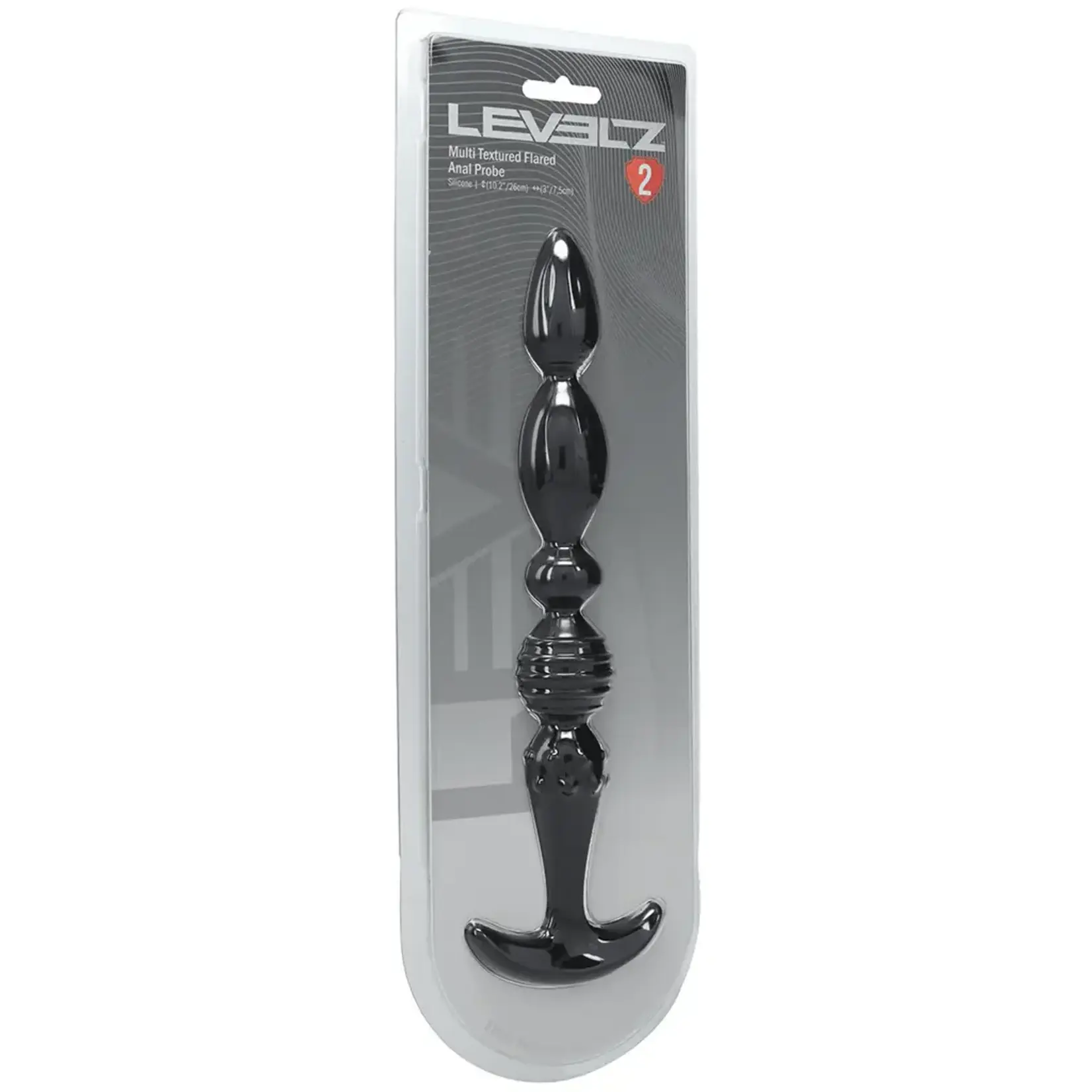 Shots Levelz Levelz Multi Textured Silicone Flared Anal Probe Black