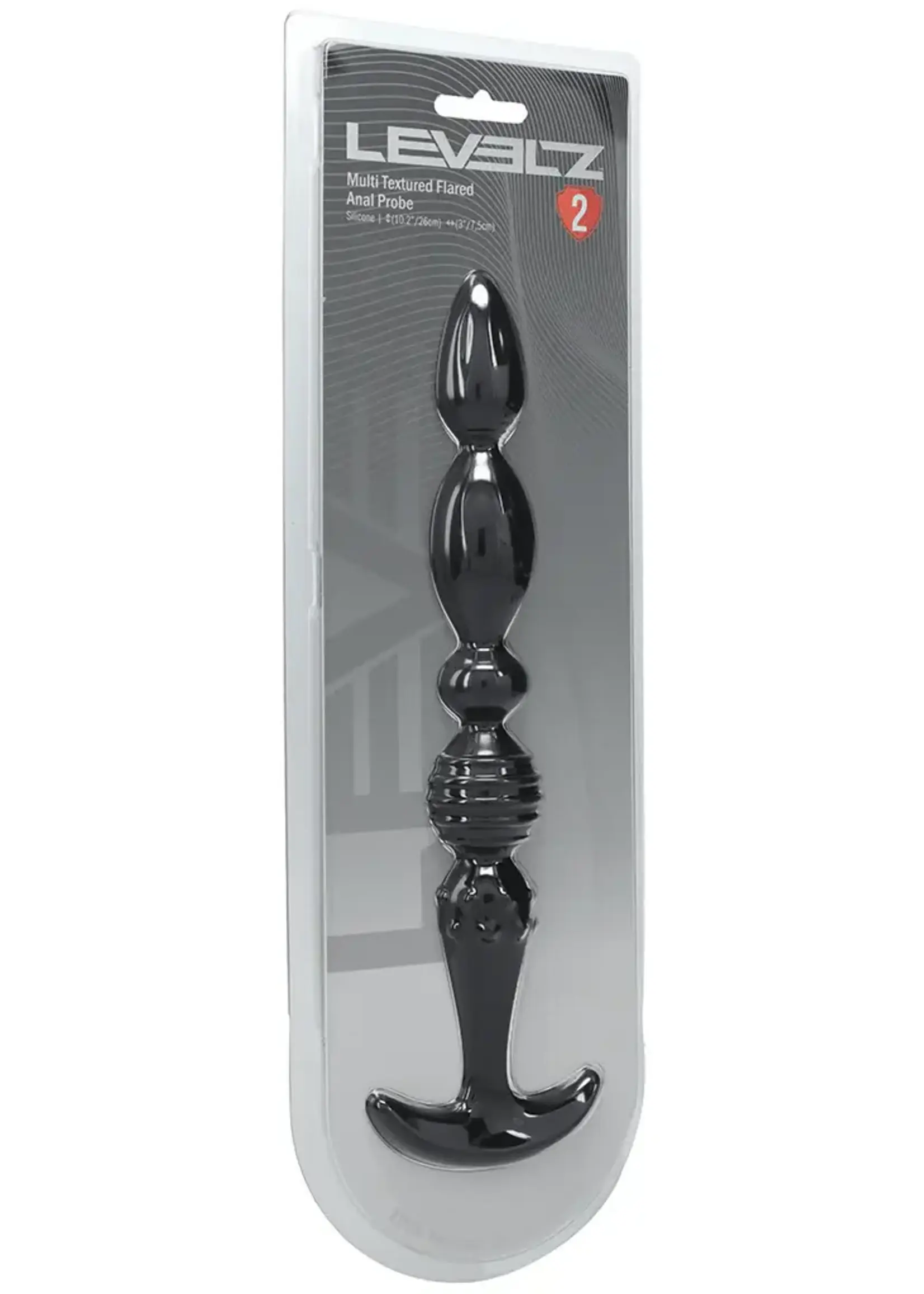 Shots Levelz Levelz Multi Textured Silicone Flared Anal Probe Black