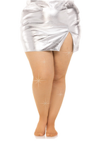 Leg Avenue Colby Rhinestone Fishnet Tights - 1x/2x - Caramel