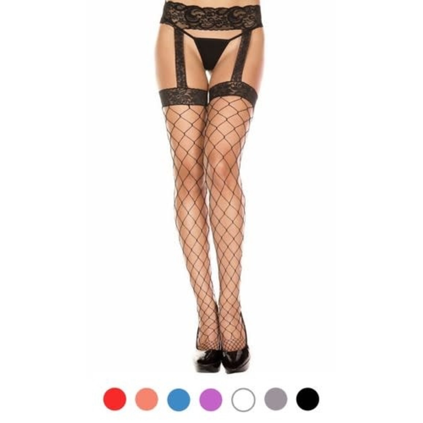 Music Legs Garterbelt Stockings - O/S- Black