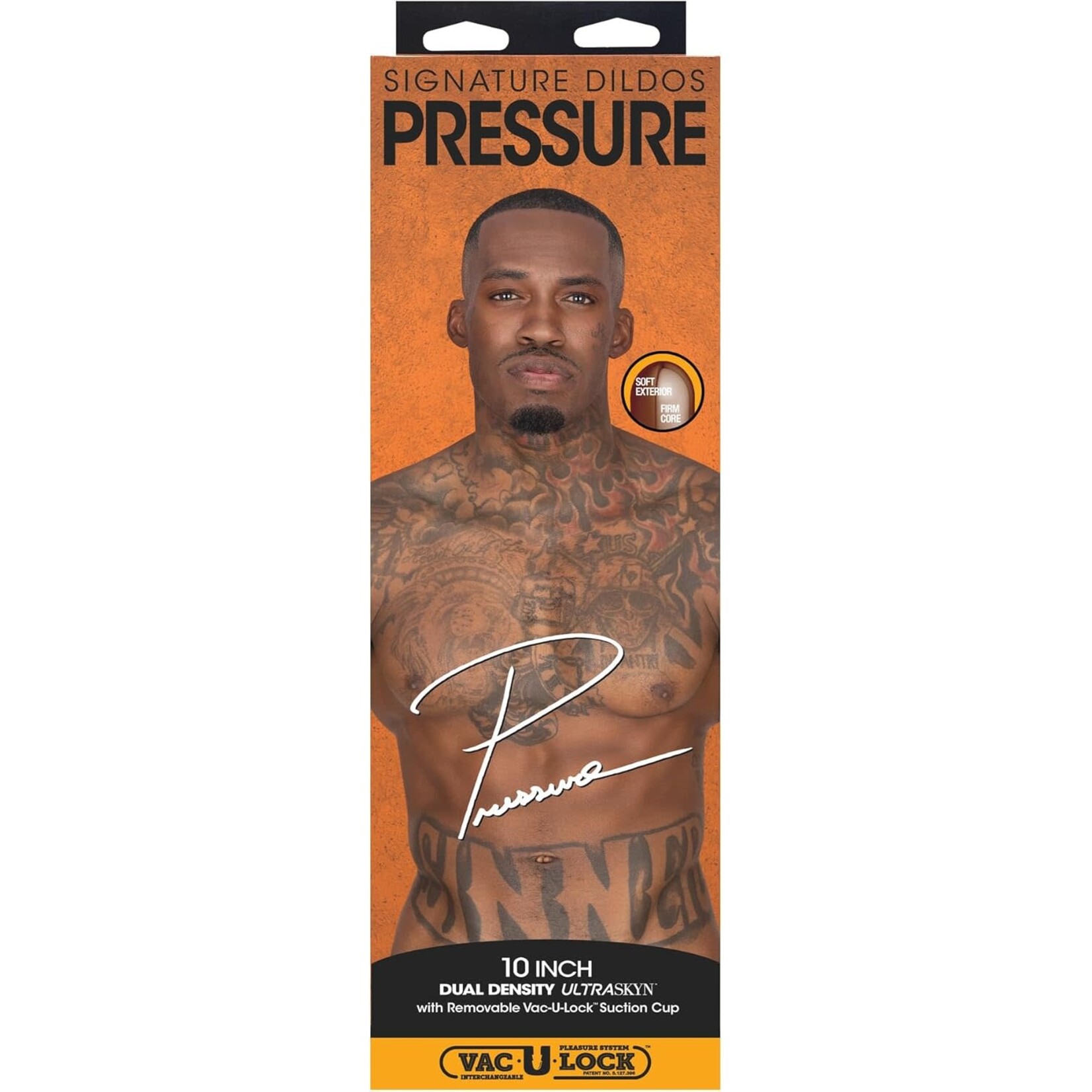 Doc Johnson Signature Cocks Ultraskyn Pressure Dildo with Removable Suction Cup 10in - Chocolate