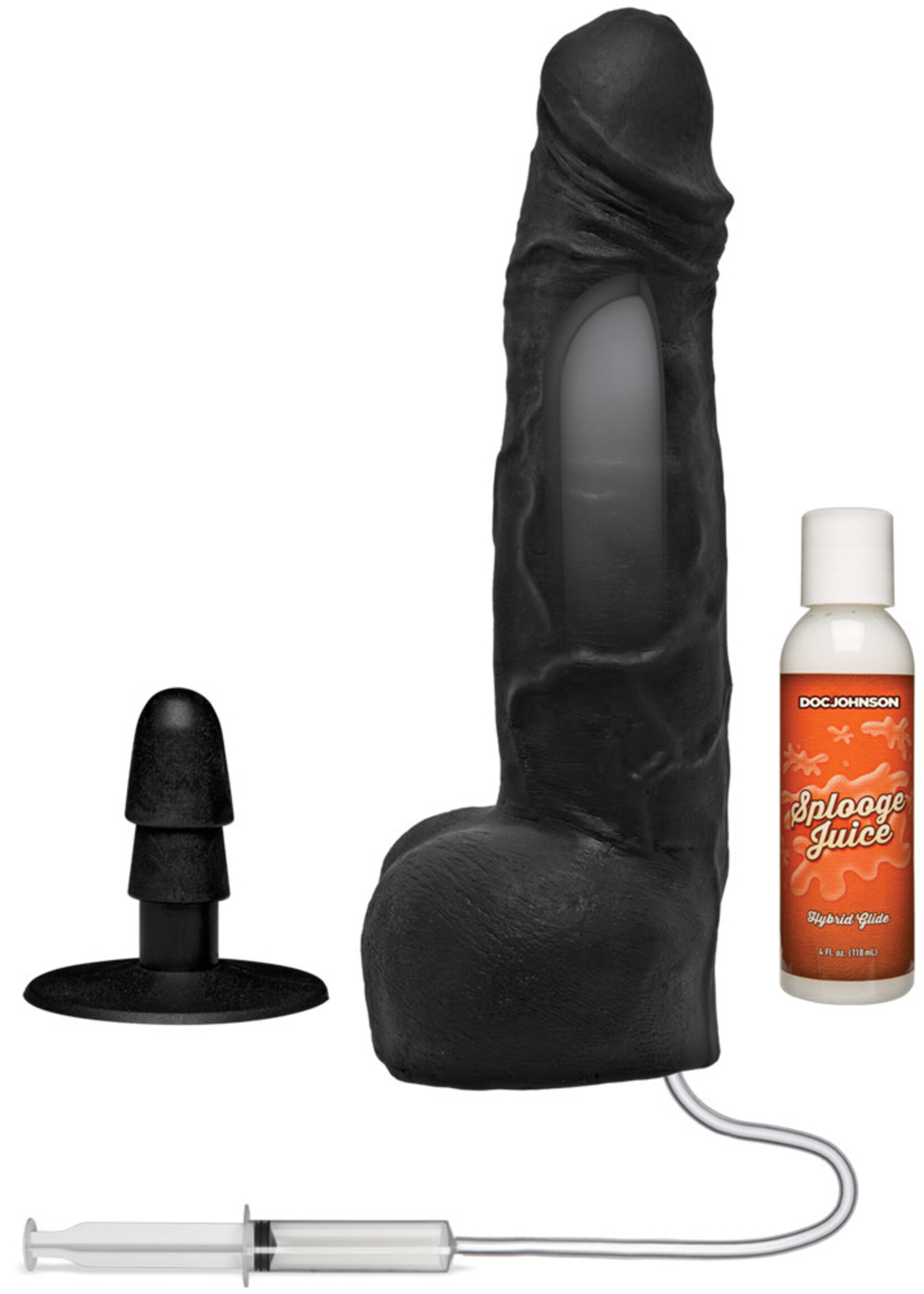 Doc Johnson Merci Squirting Cumplay Cock 10" With Removable Vac-U-Lock Suction Cup Ultraskyn Black