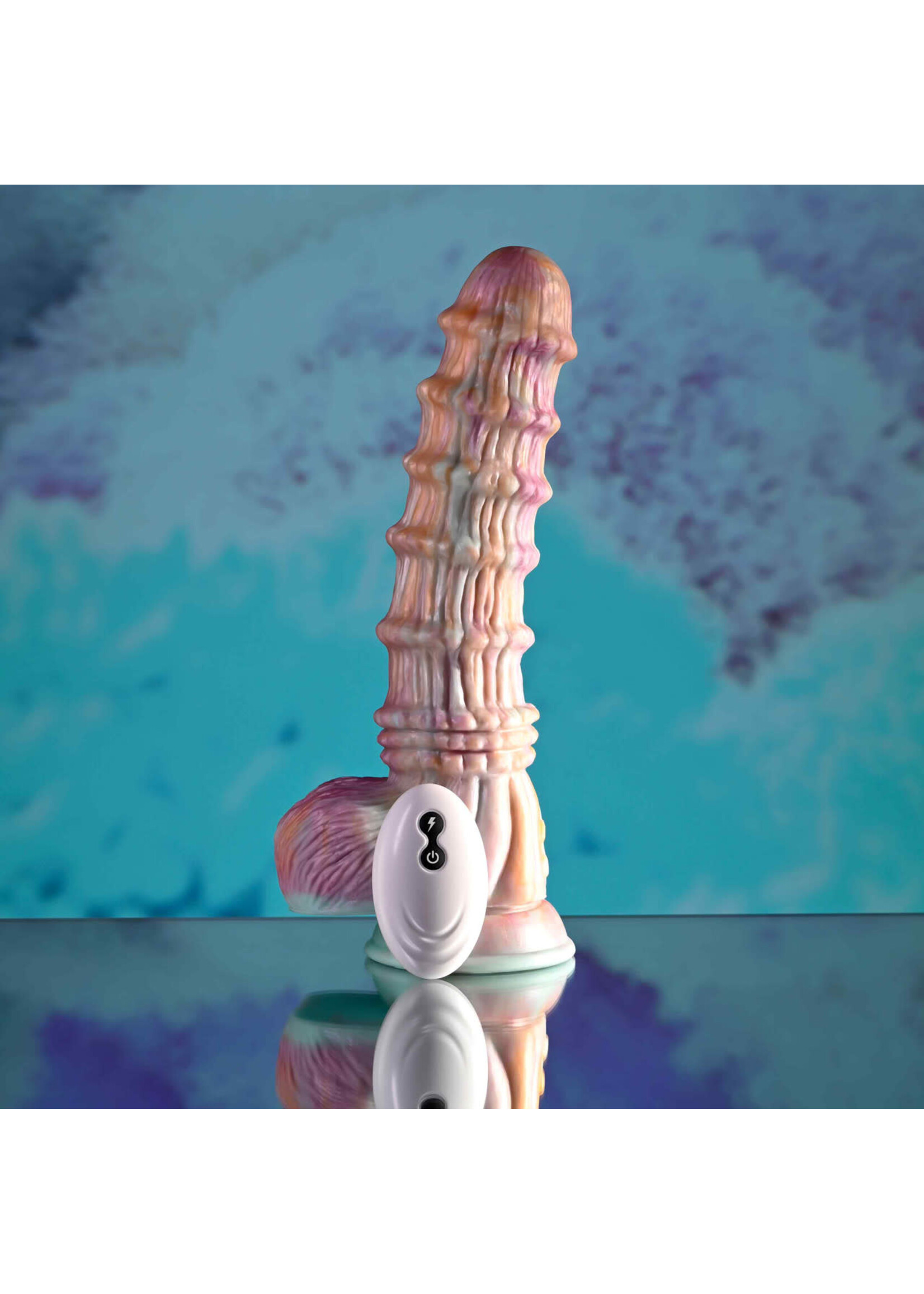 Evolved Fantasy Rechargeable Silicone Vibrating Dildo with Remote - Multicolor