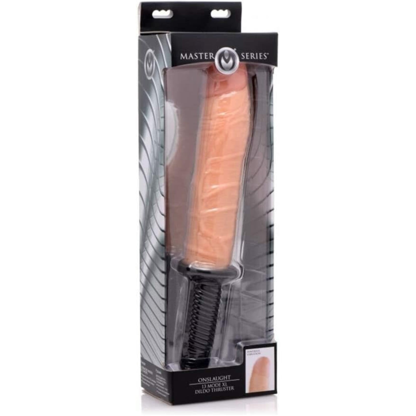 XR Brands Master Series Onslaught 13 Mode XL Vibrating Dildo Thruster