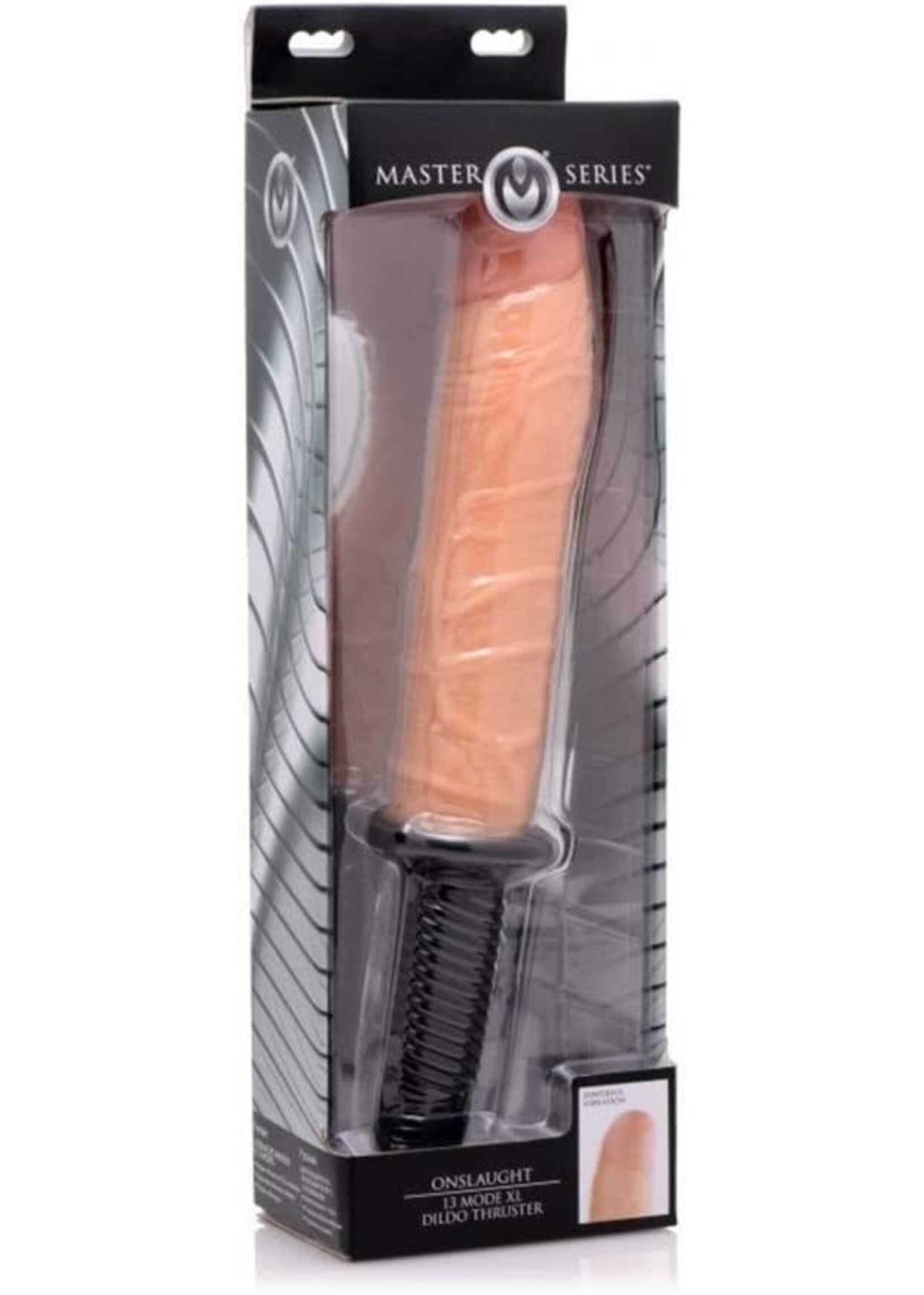 XR Brands Master Series Onslaught 13 Mode XL Vibrating Dildo Thruster