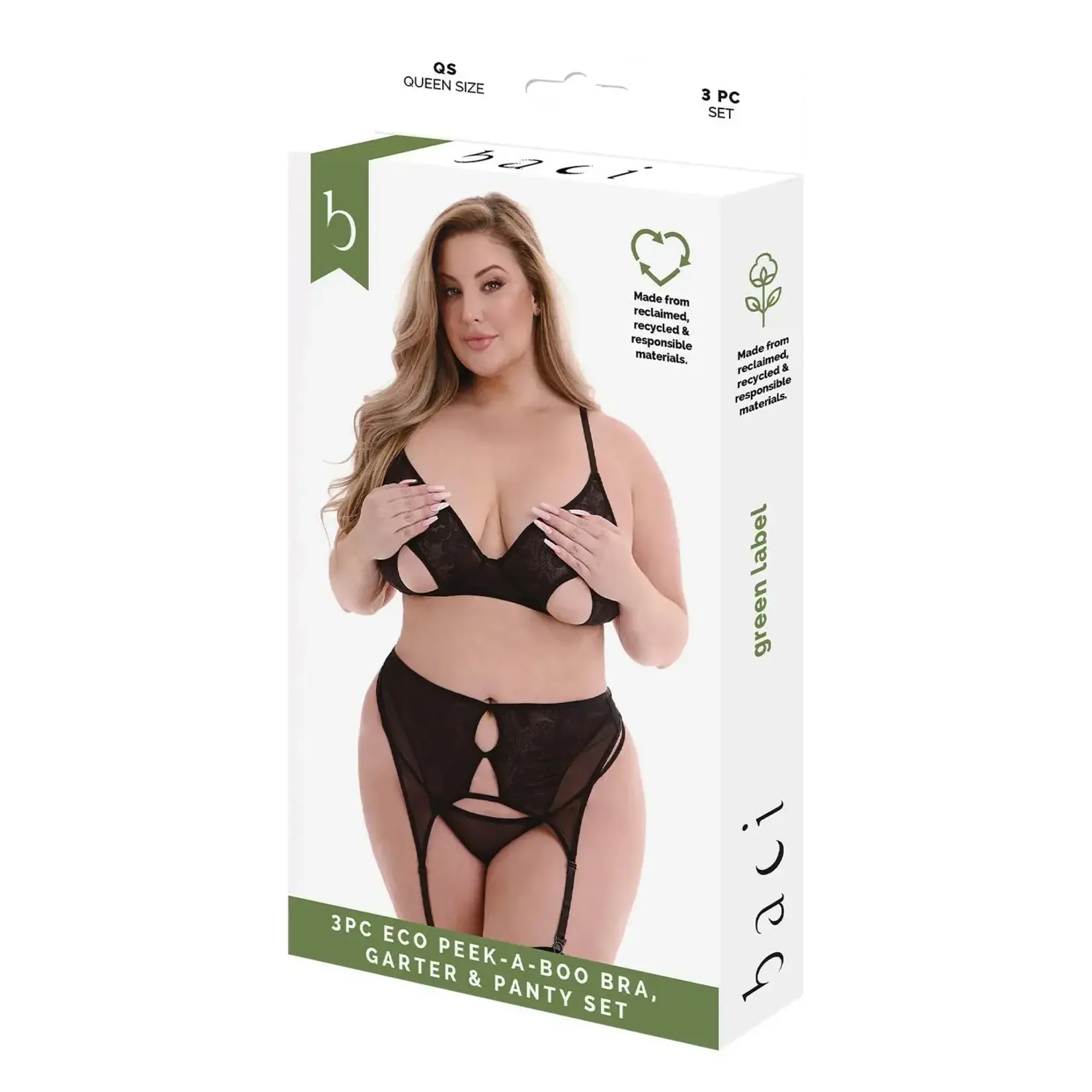 Baci Peek-A-Boo 3pc Set - Curvy Queen Size