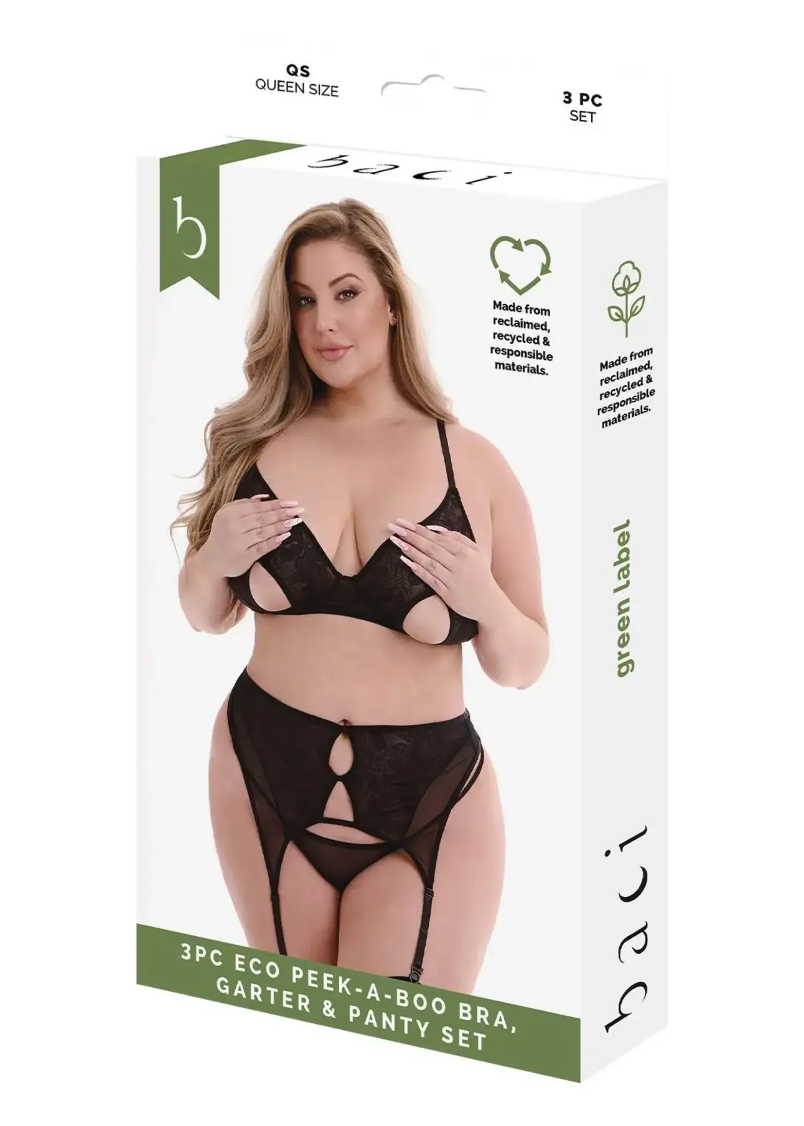 Baci Peek-A-Boo 3pc Set - Curvy Queen Size