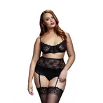 Baci Lace Bra, Panty & Cincher 3pc Set - Curvy Queen Size