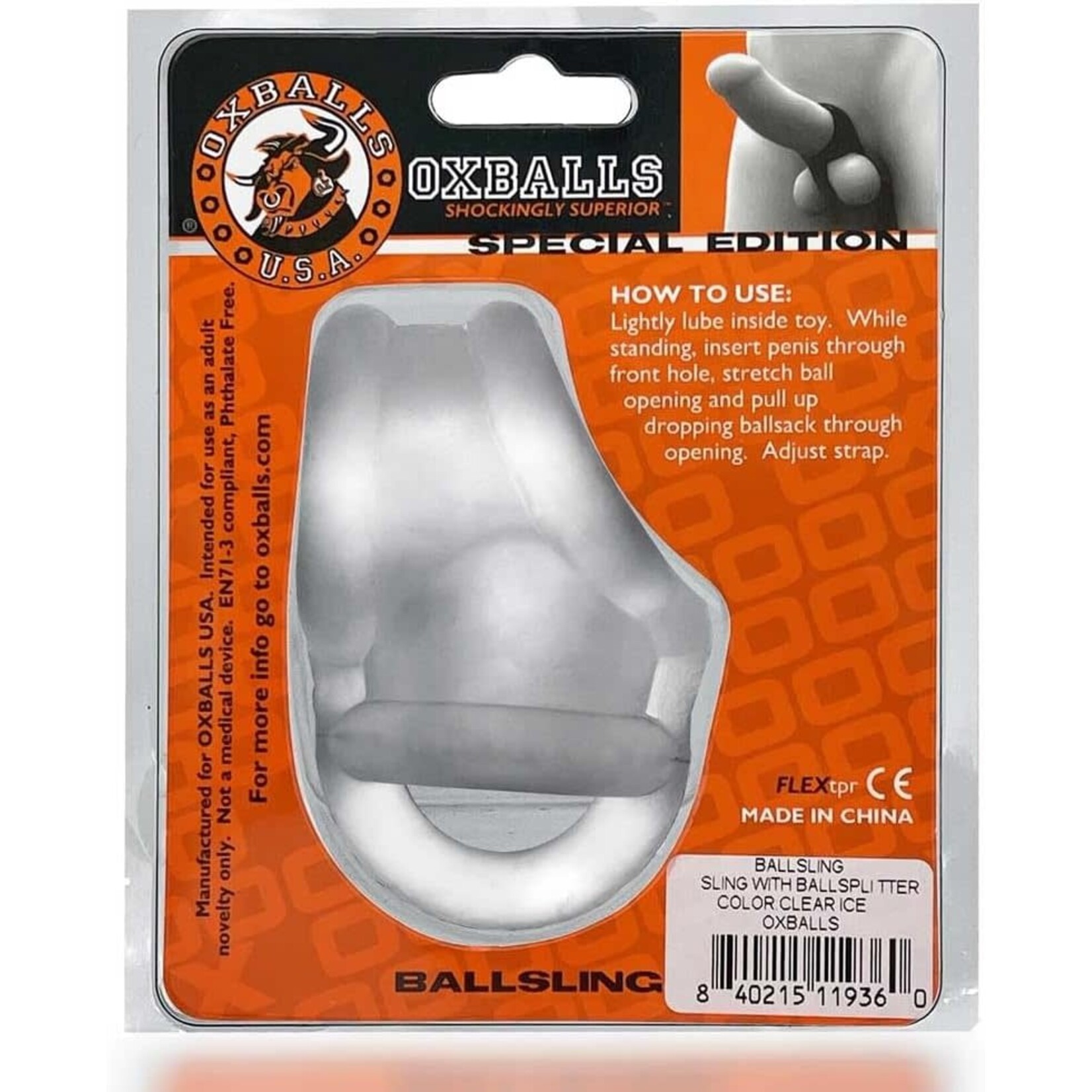 Oxballs Ball Sling With Ball Splitter - Clear Ice