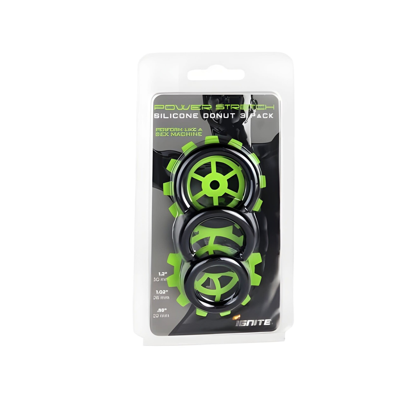 SI Novelties Power Stretch Silicone Donuts 3Pk Blk
