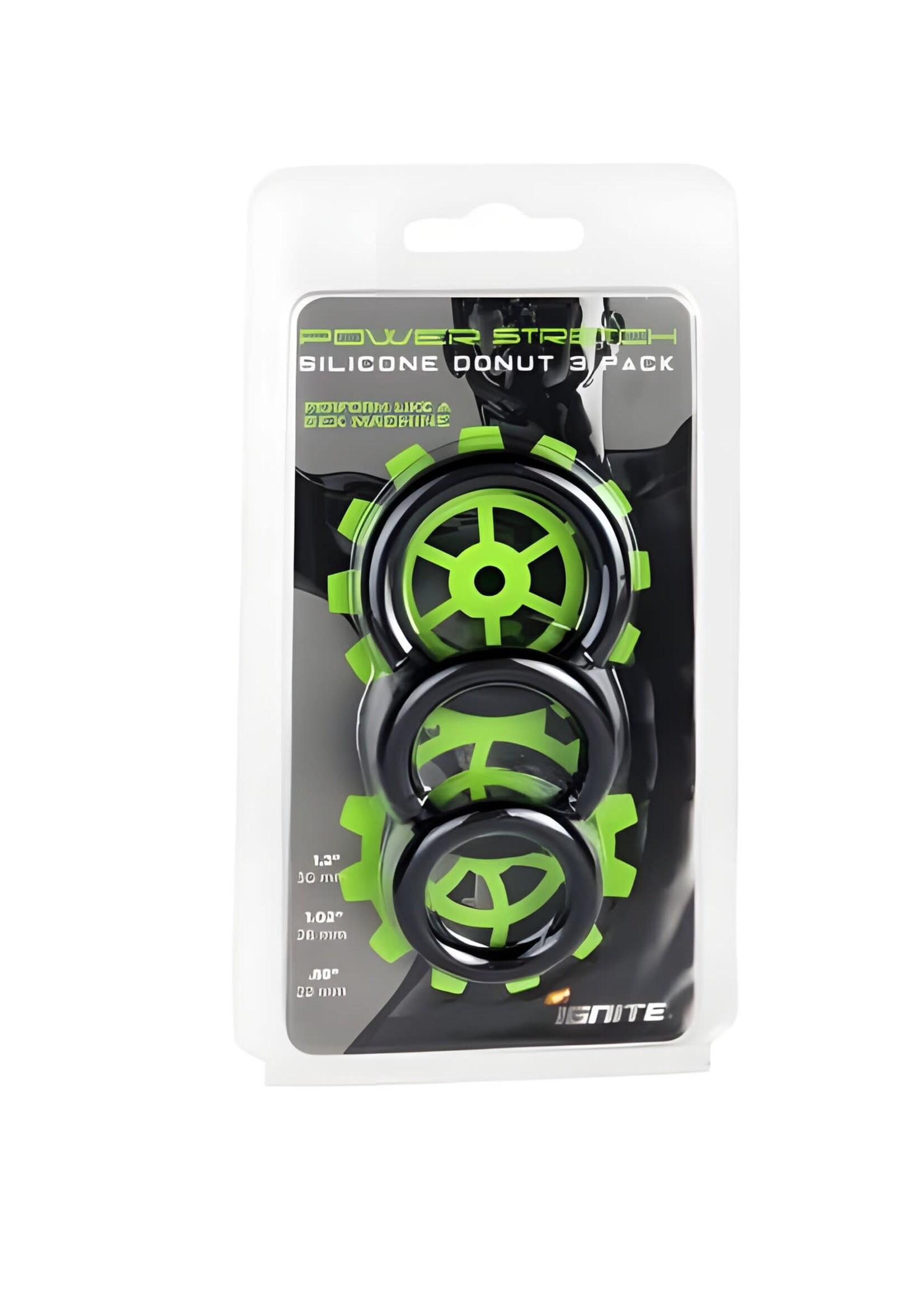 SI Novelties Power Stretch Silicone Donuts 3Pk Blk