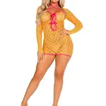 Leg Avenue Leg Avenue Eyelet Net Mini Dress with Tie-Front Keyhole Detail and Shrug (2 Piece) - O/S