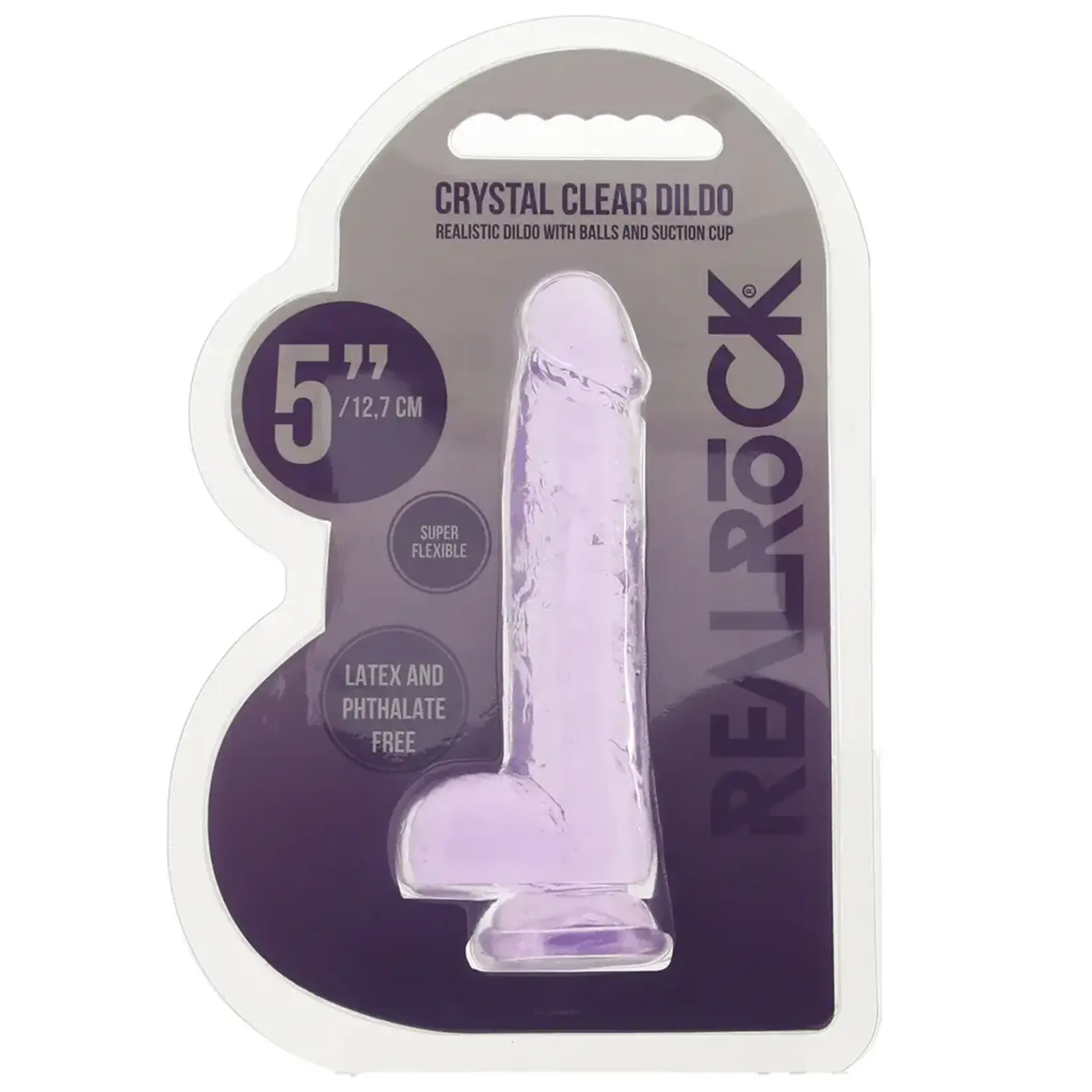 Shots RealRock RealRock Crystal Clear Realistic Dildo with Balls 5in