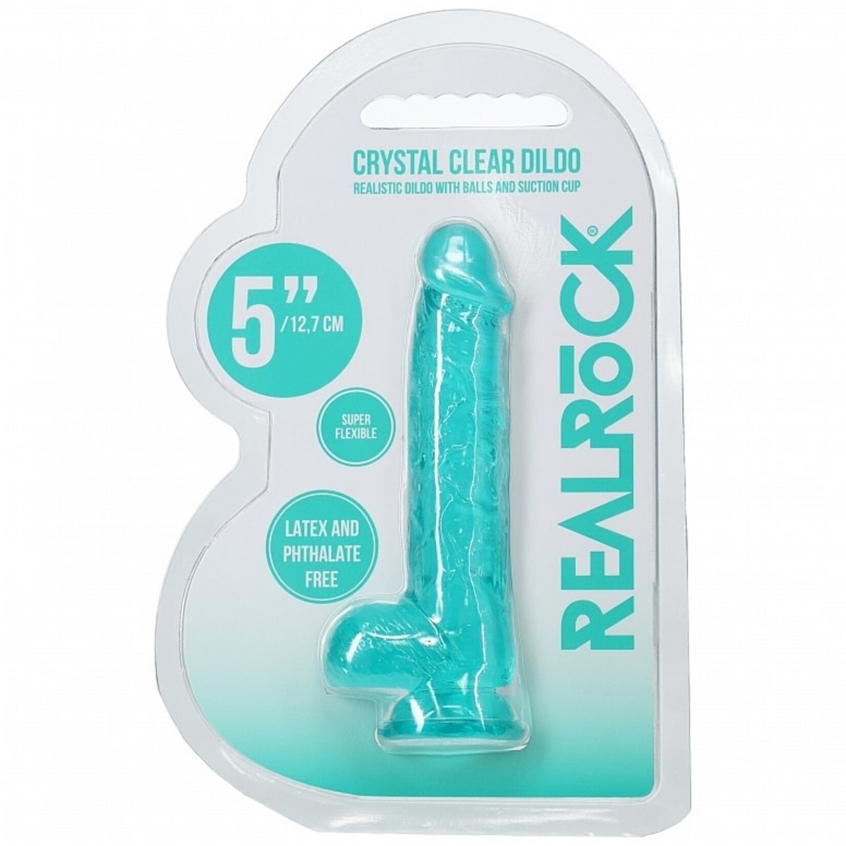 Shots RealRock RealRock Crystal Clear Realistic Dildo with Balls 5in