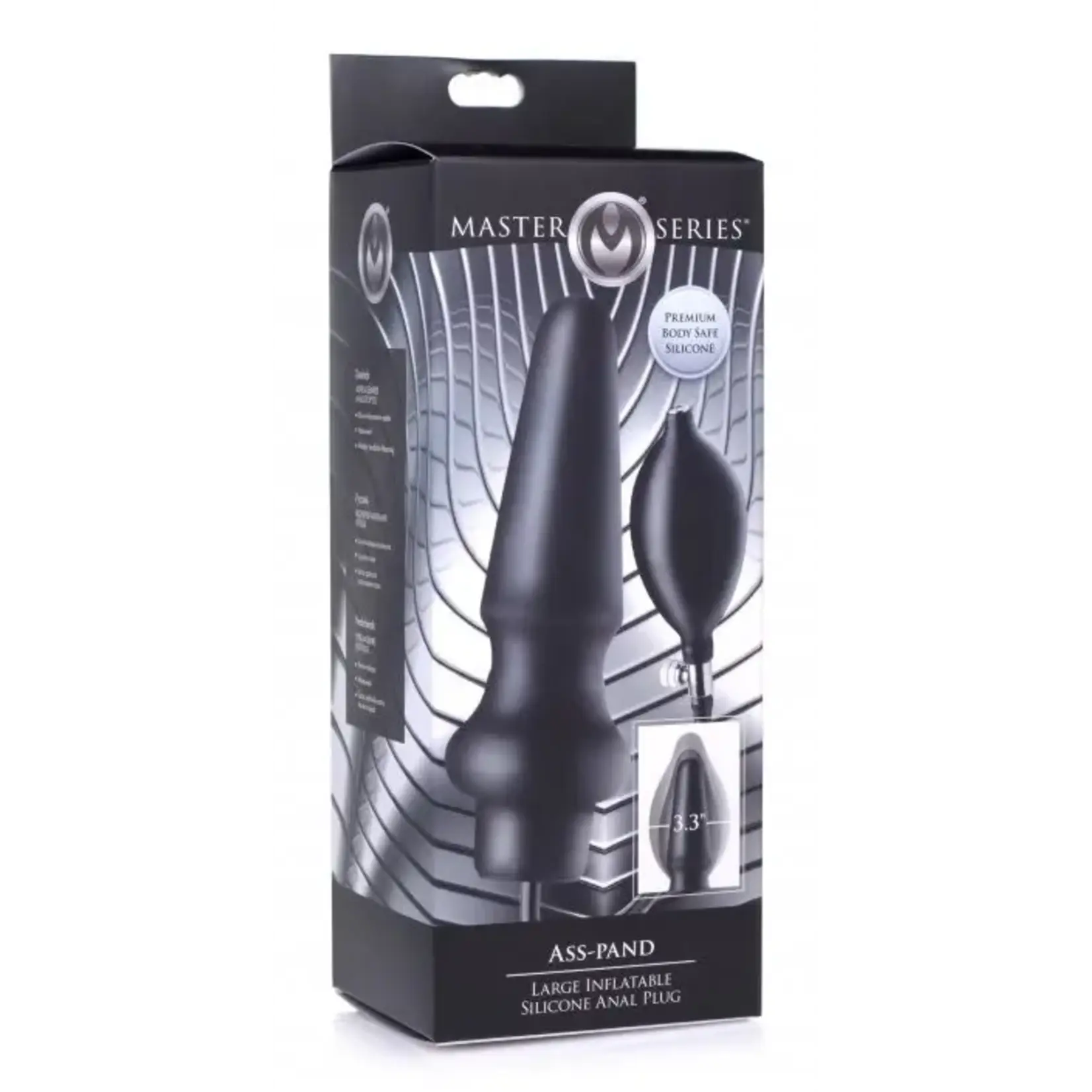 XR Brands Master Series Master Series Ass-Pand Inflatable Silicone Anal Plug - Large - Black