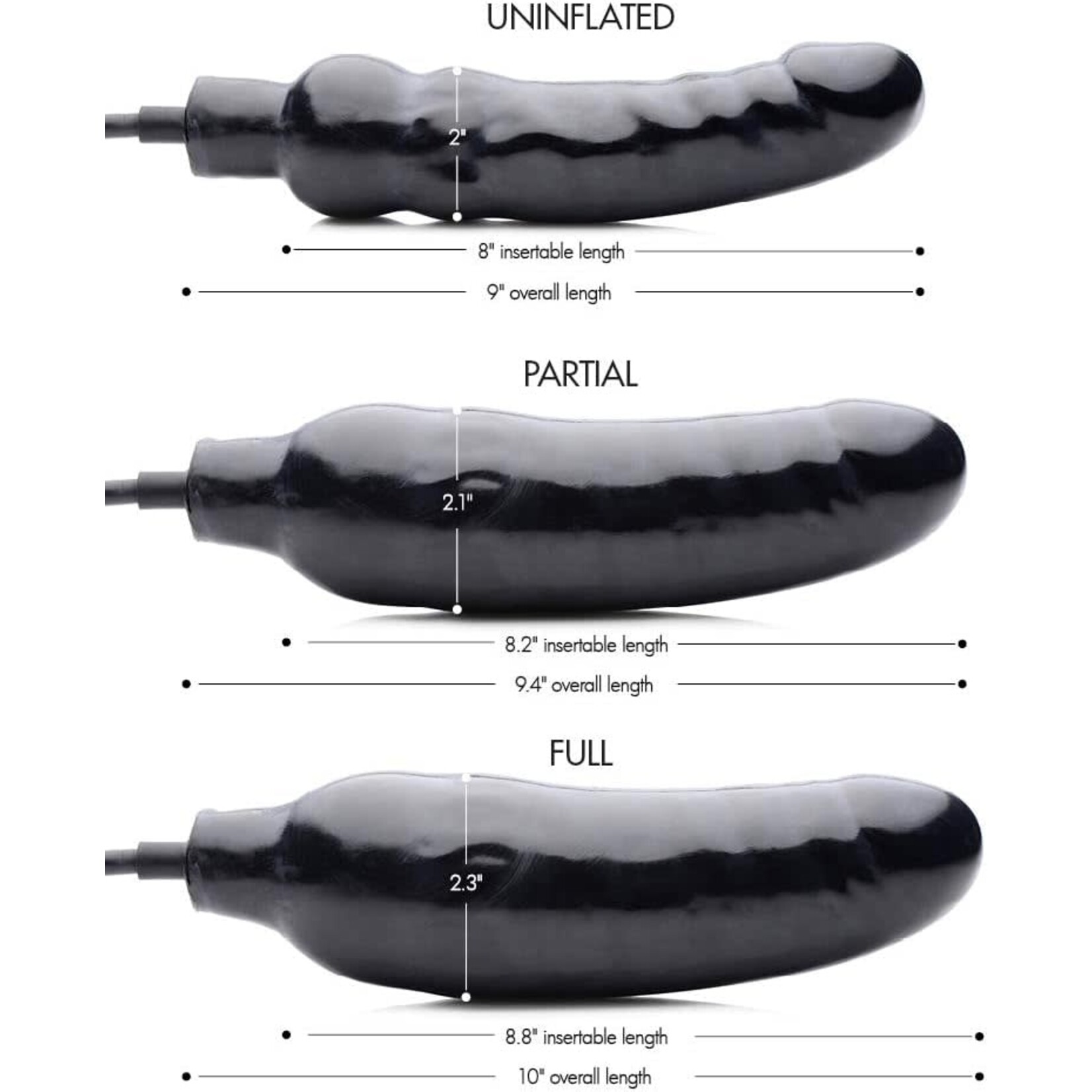 XR Brands Master Series Master Series Primal Inflatable 8.5in Dildo - Black