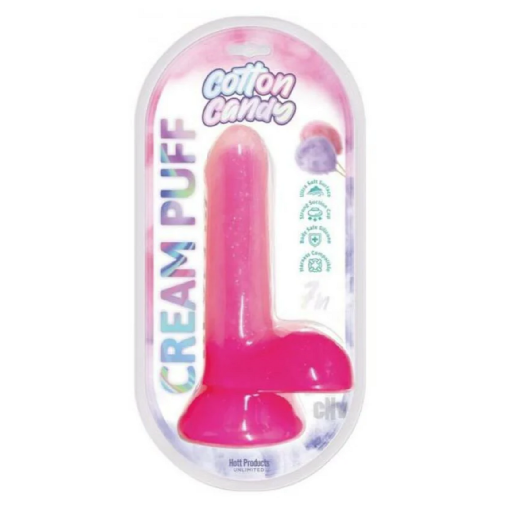 HOTT PRODUCTS Cotton Candy Cream Puff 7" Silicone Dildo Pink