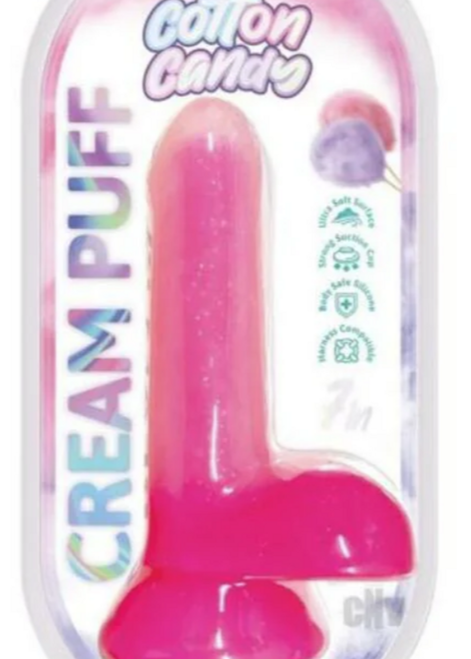 HOTT PRODUCTS Cotton Candy Cream Puff 7" Silicone Dildo Pink